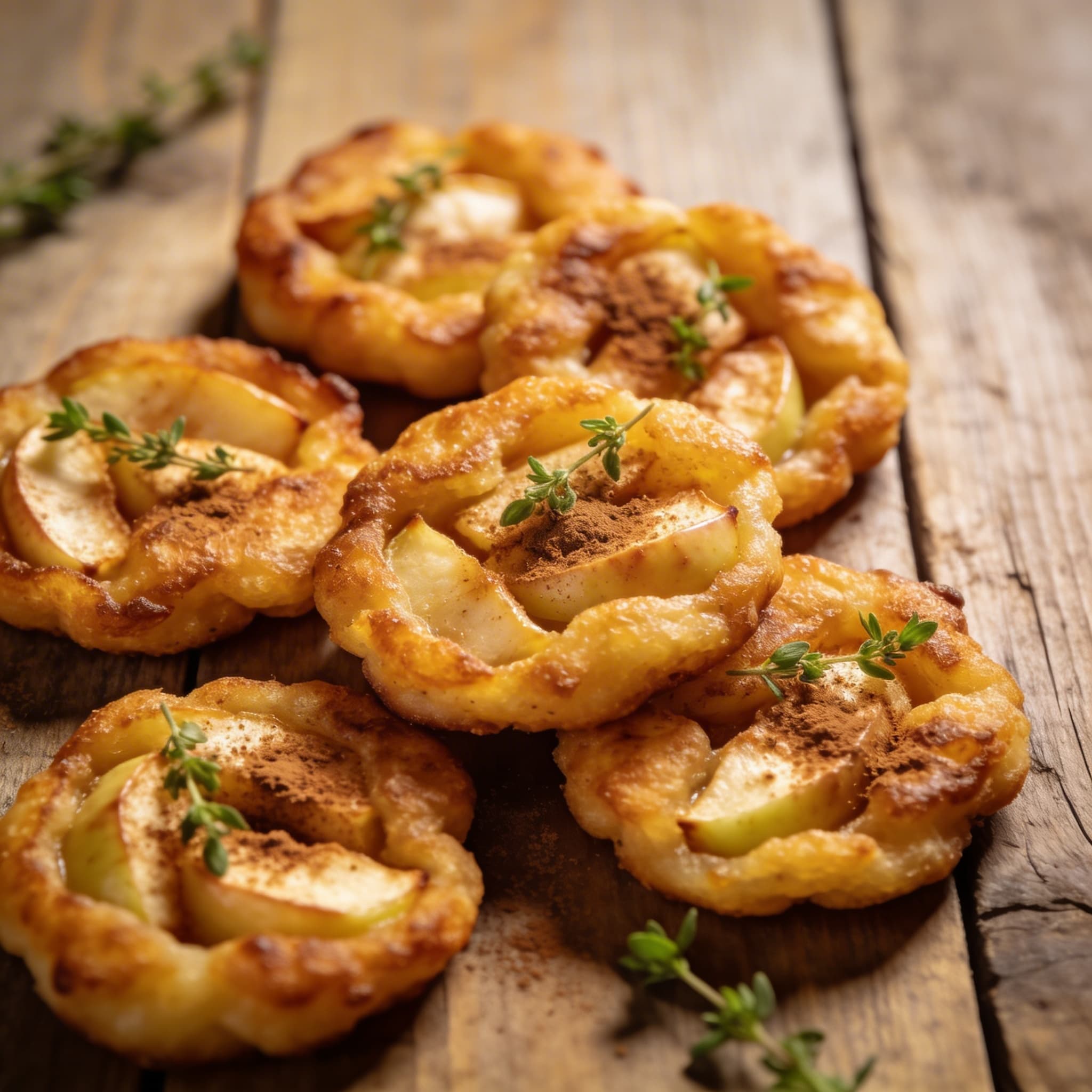 Goldbraune Apfelküchlein mit Zimt