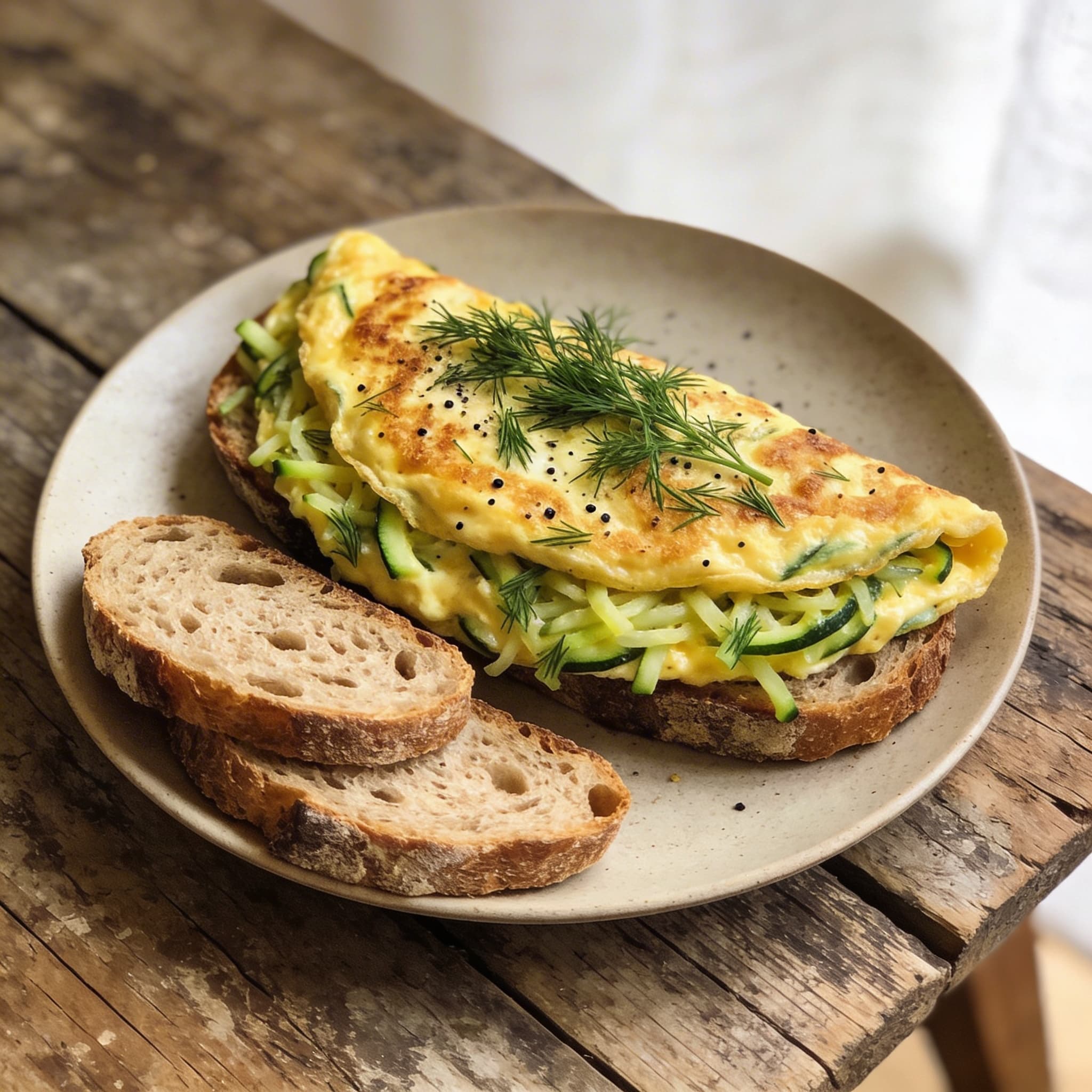 Zucchini-Omelett mit frischem Dill