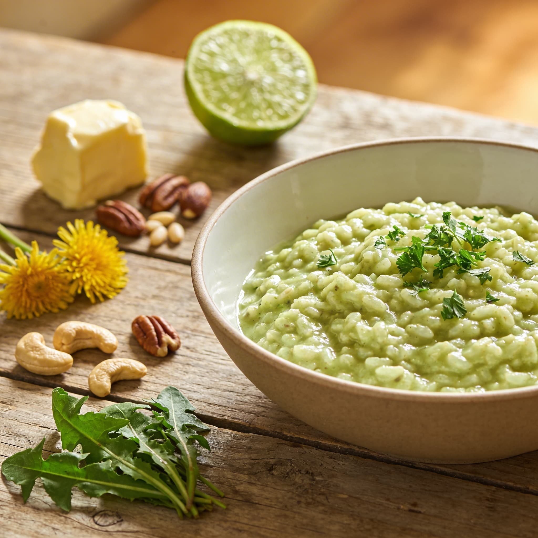 Cremiges Löwenzahn-Risotto