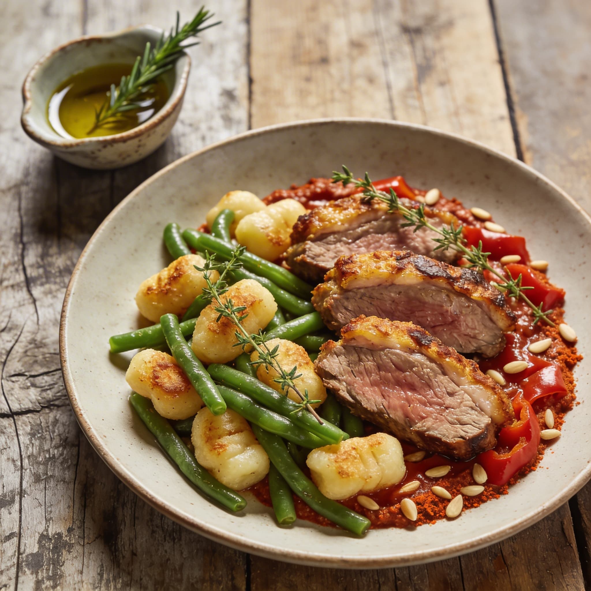 Gebratene Lammlachse mit Gnocchi