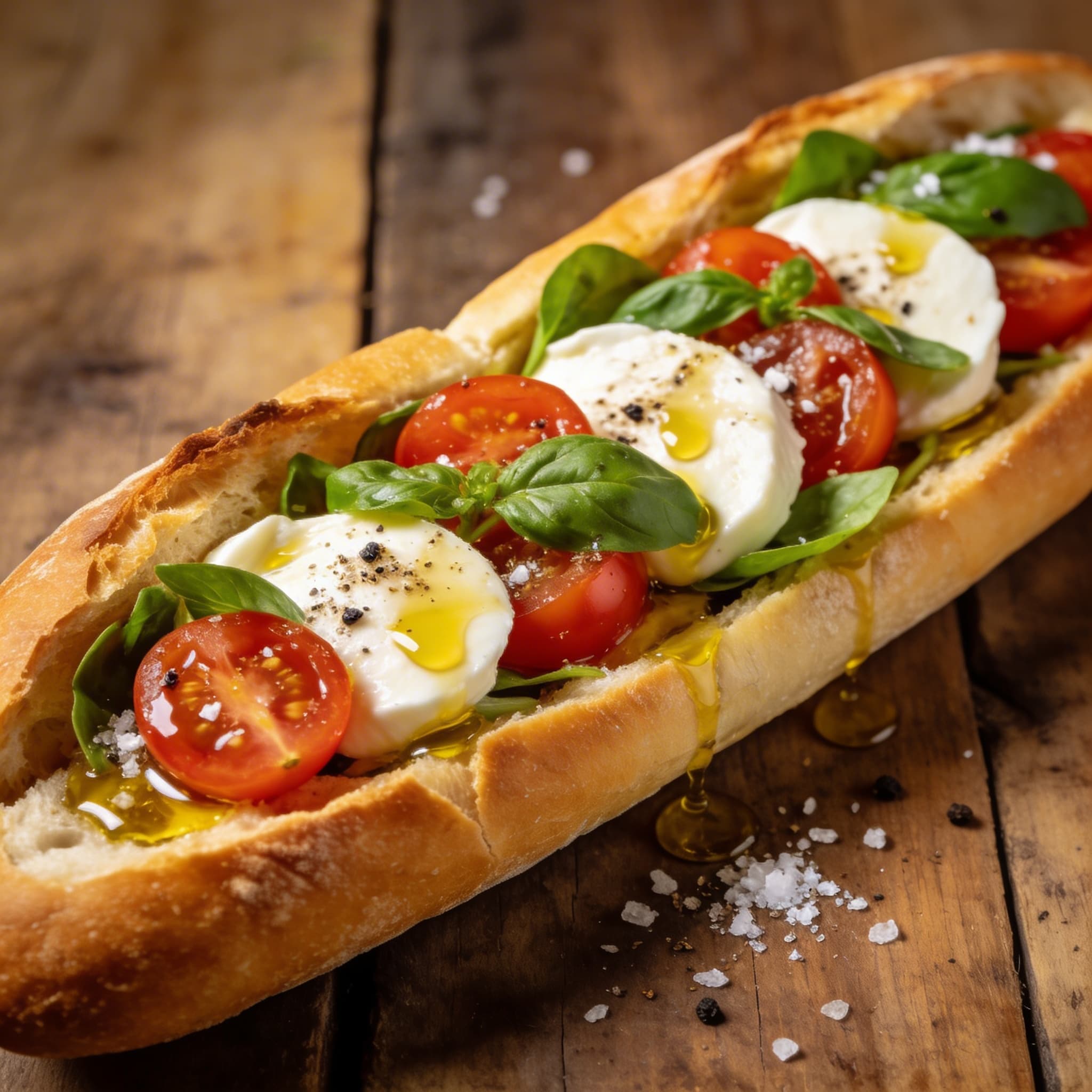 Baguette mit Caprese-Füllung