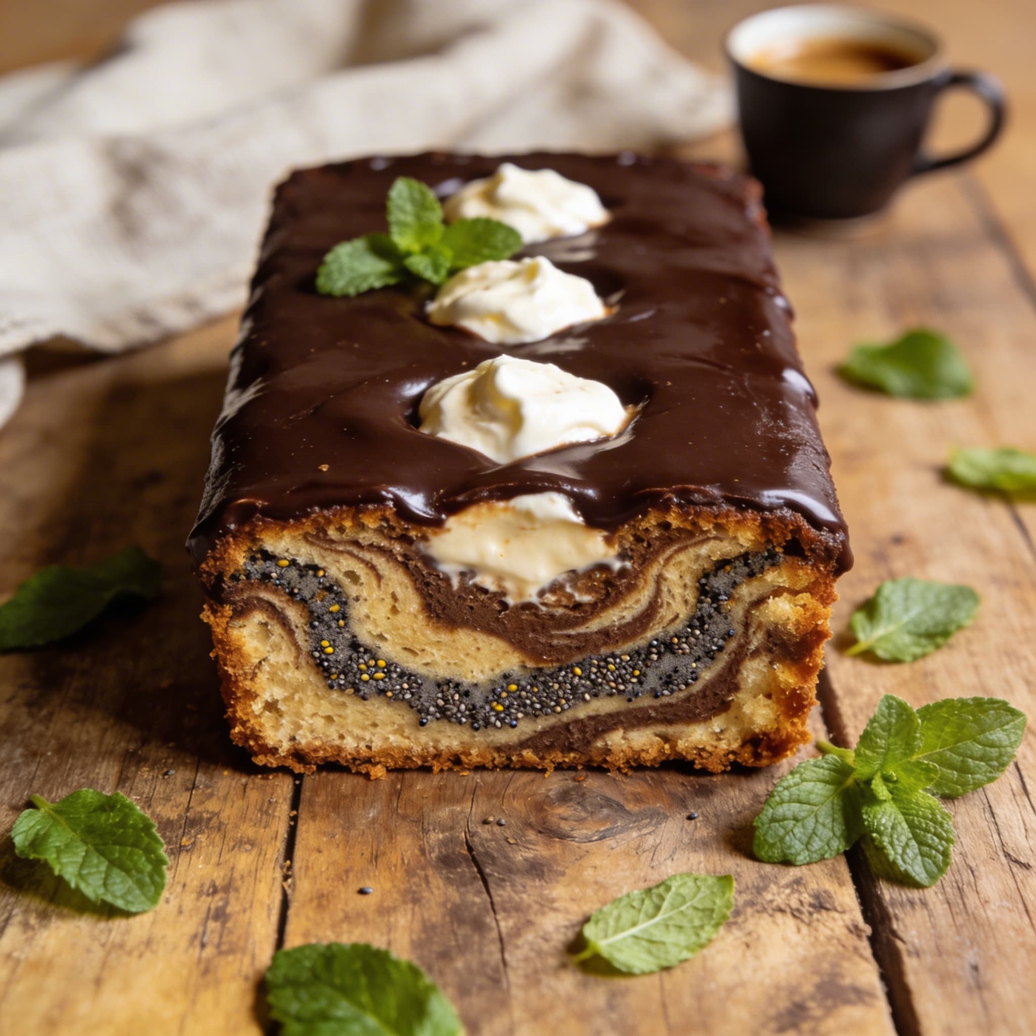 Marmorierter Kaffee Mohn Kuchen