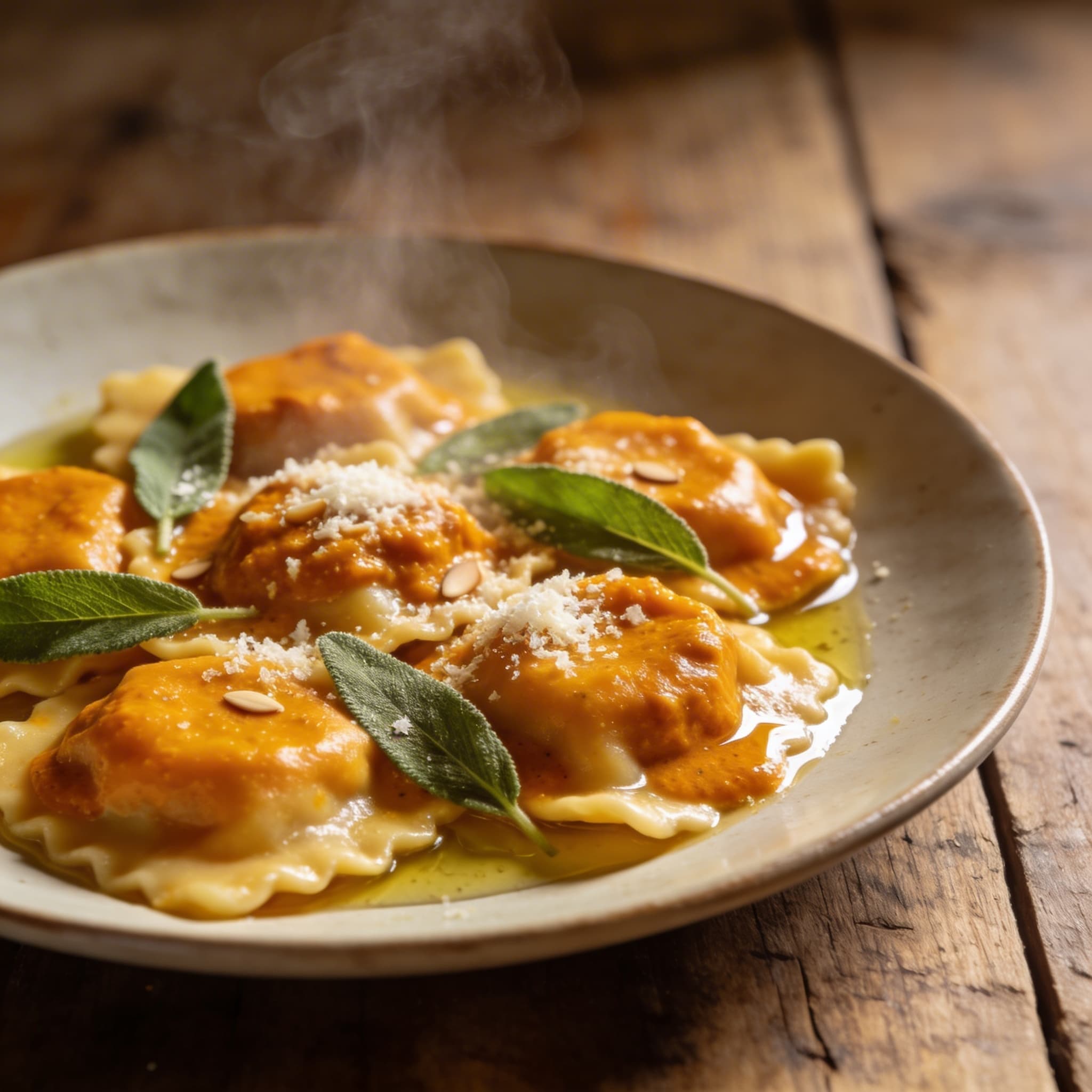 Selbstgemachte Kürbis-Ravioli