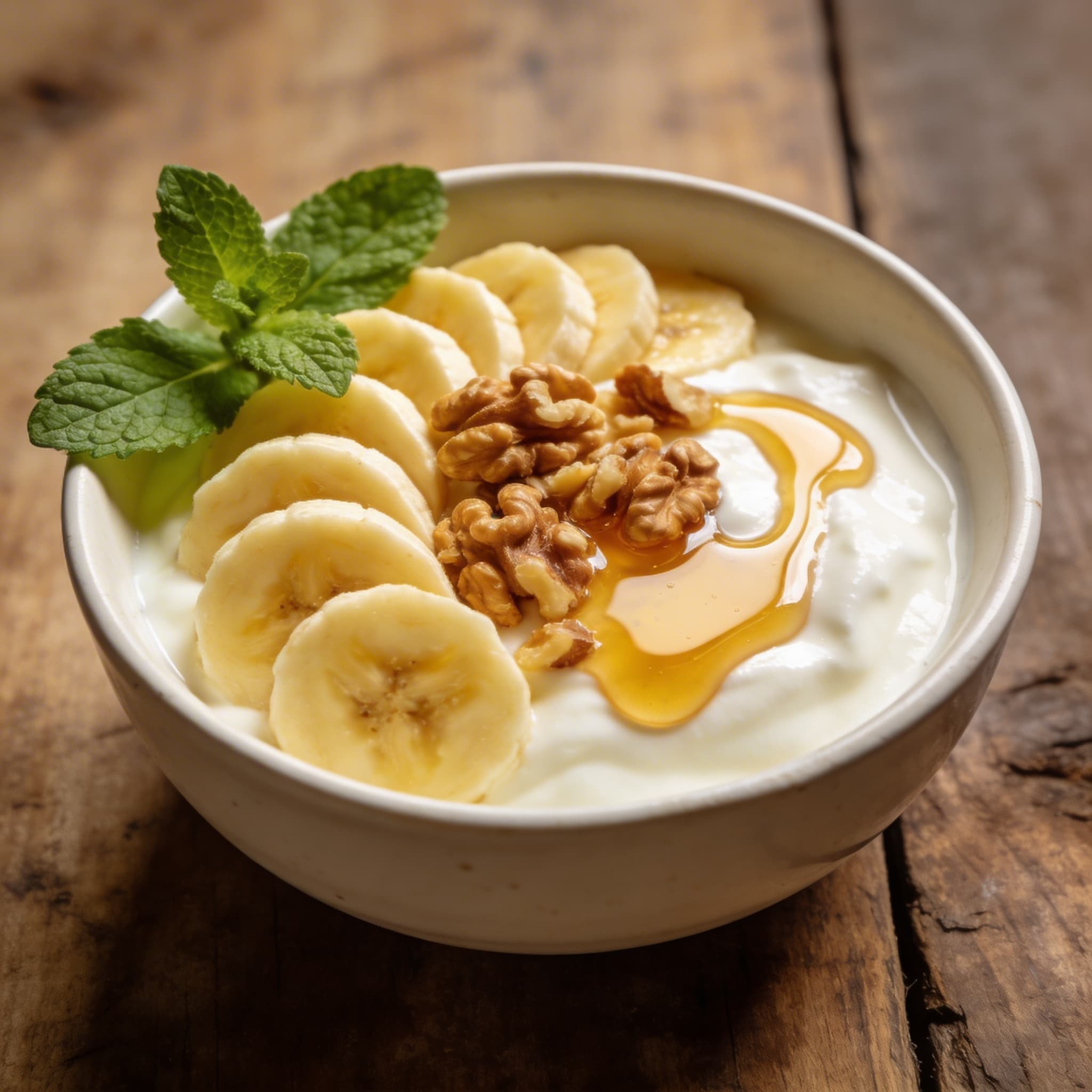 Bananen-Joghurt mit Walnuss
