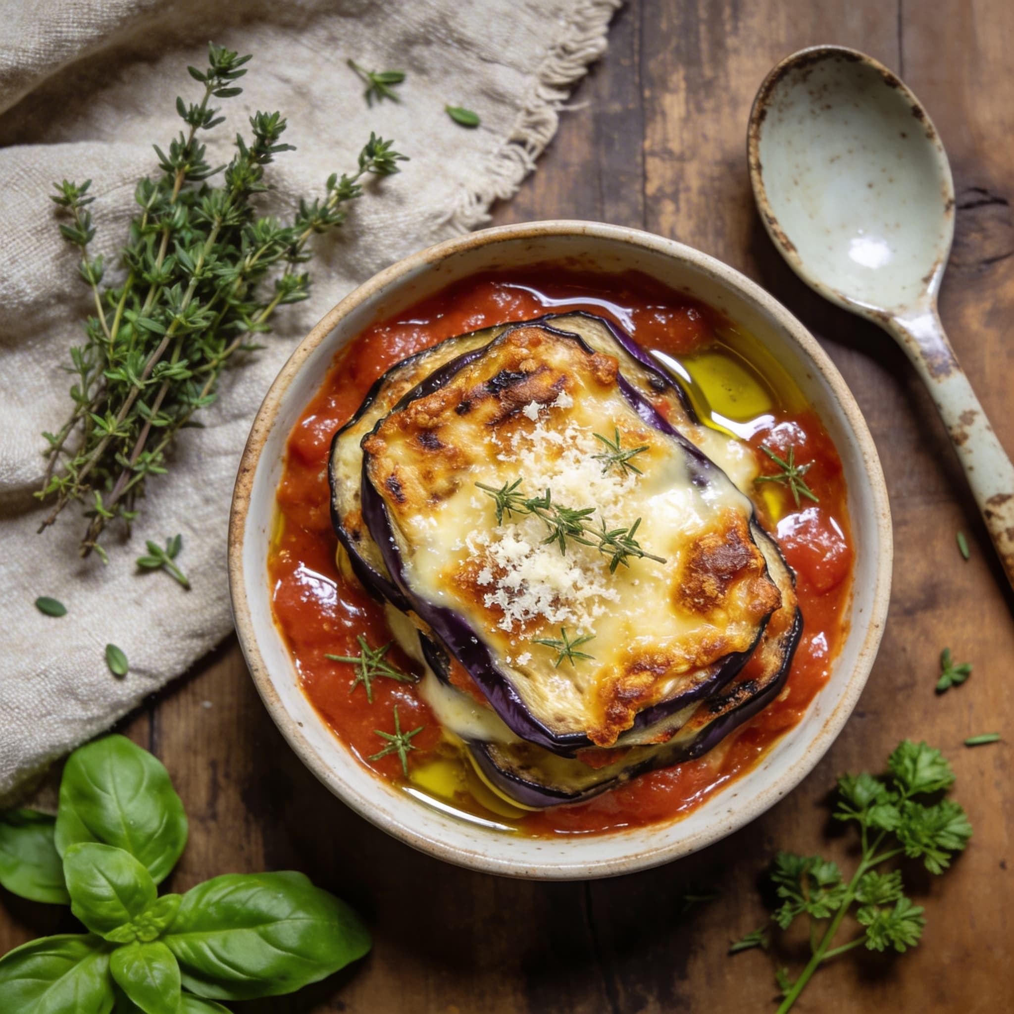 Gratinierte Auberginen in Tomatensoße