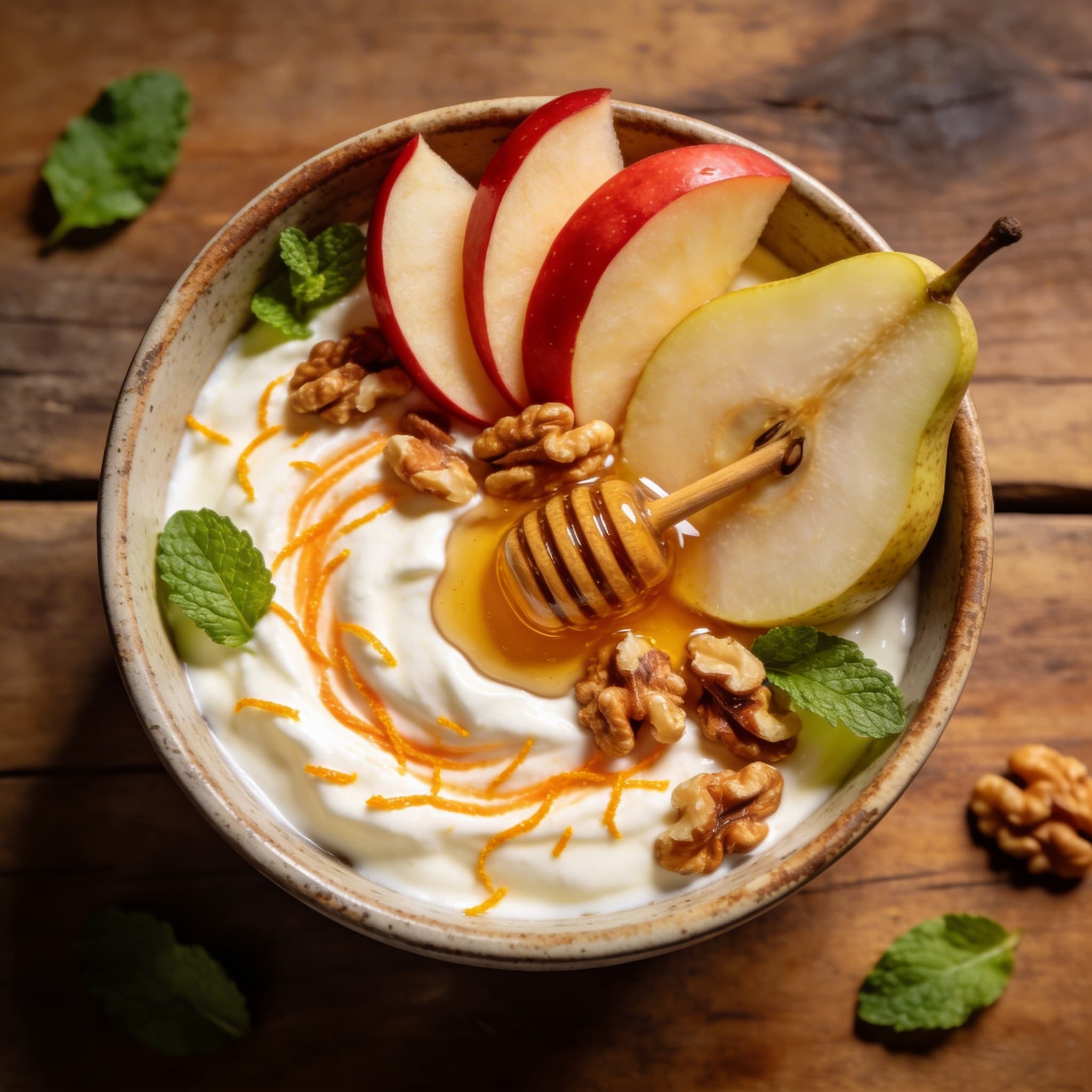 Herbstliche Joghurt-Obst-Bowl