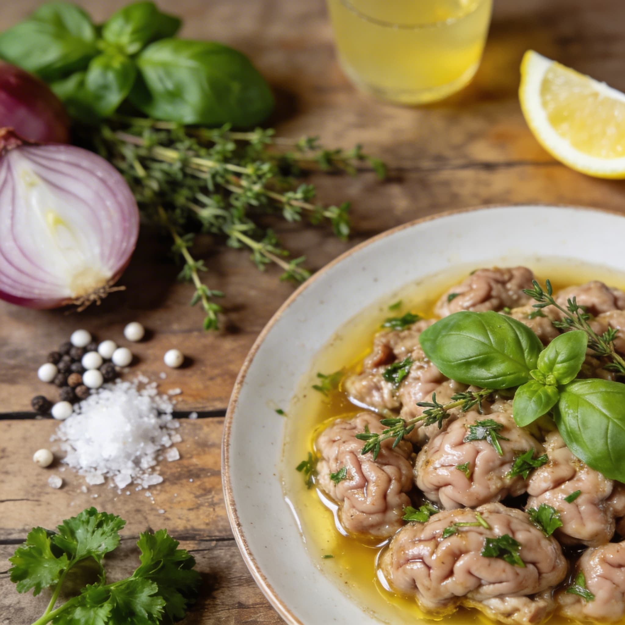 Gegartes Kalbsbries mit Kräutern