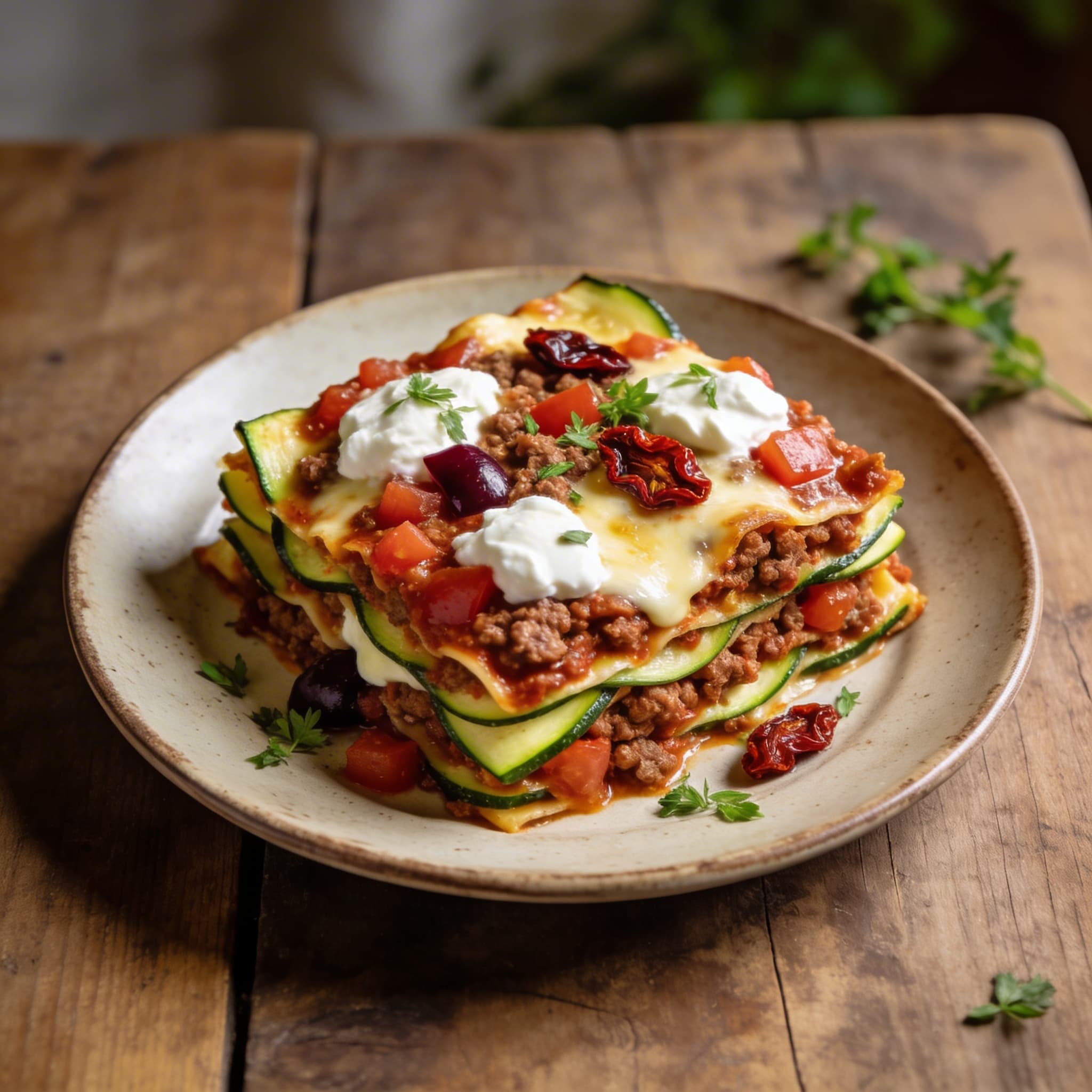 Herzhafte Zucchini-Hackfleisch-Lasagne
