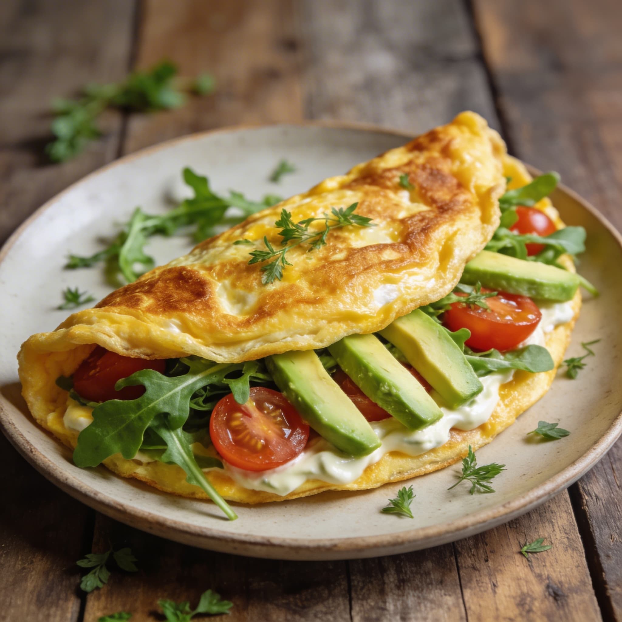 Fluffiges Omelett mit Avocado