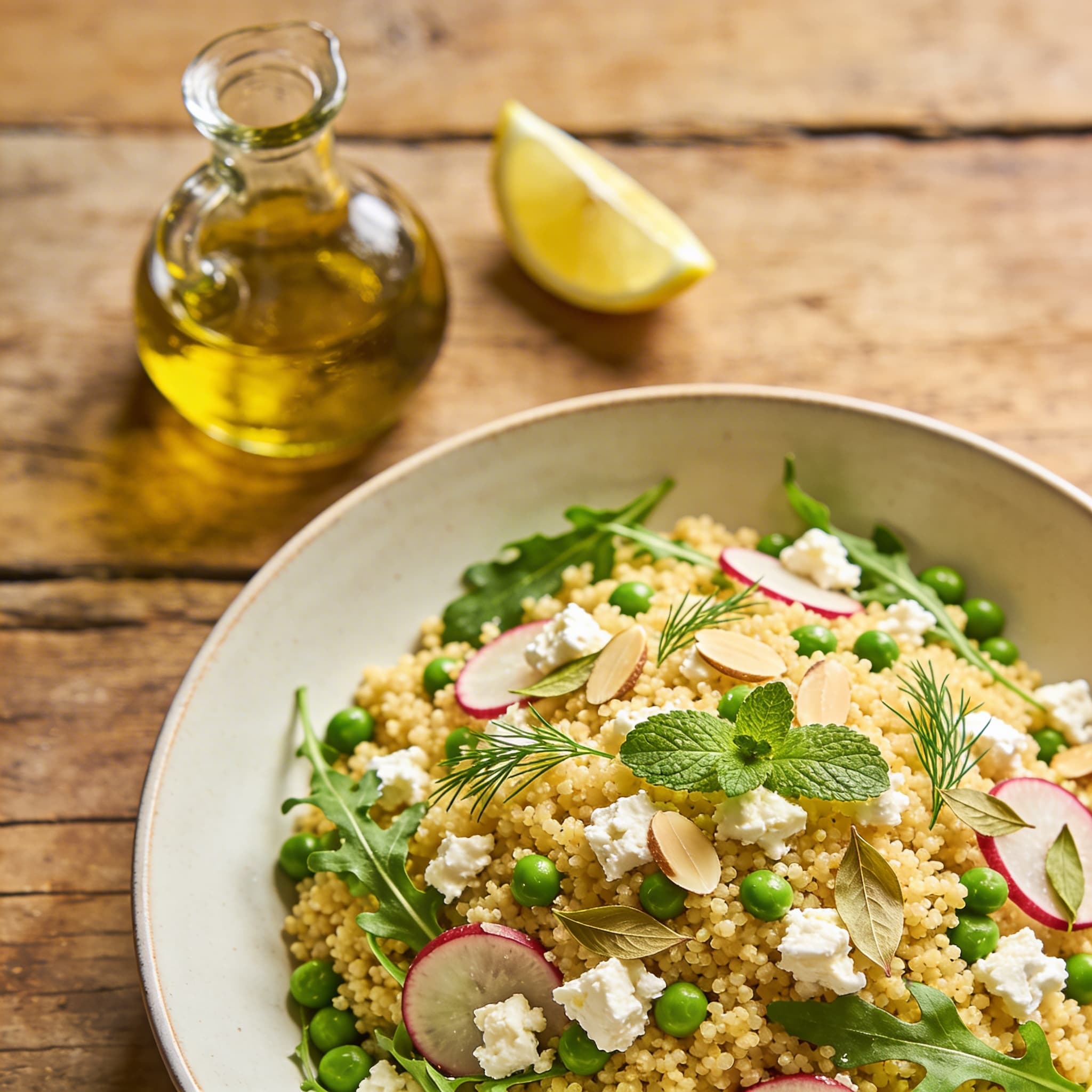 Frühlingshafter Couscous-Salat mit Feta