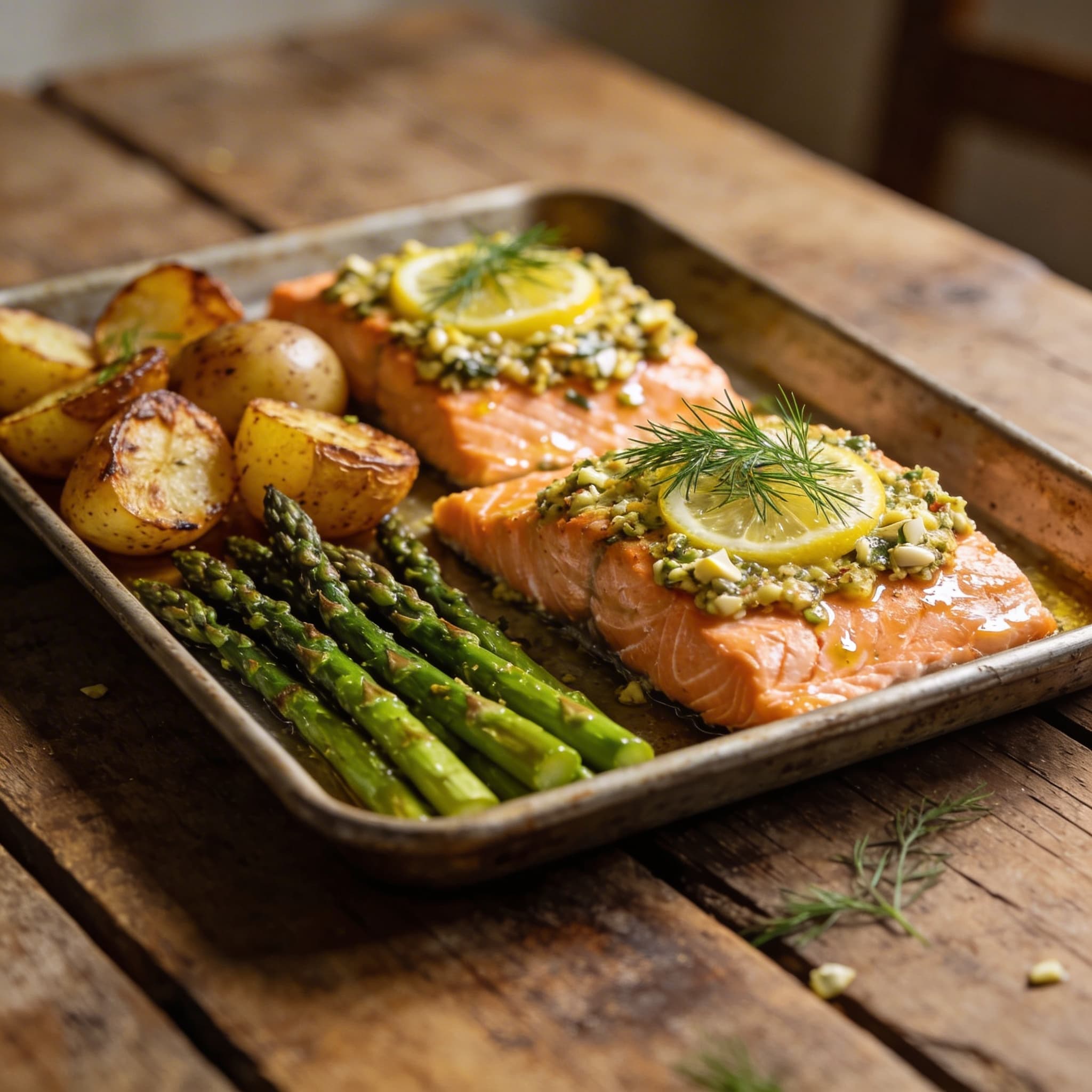 Ofenlachs mit grünem Spargel