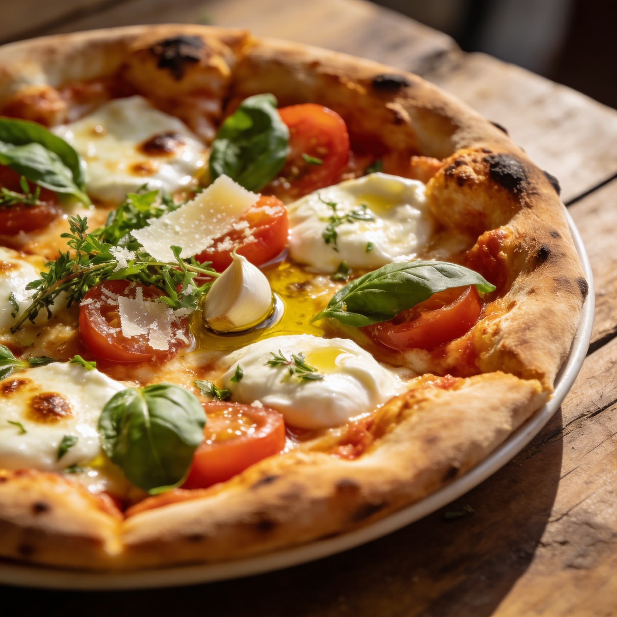 Neapolitanische Pizza mit Büffelmozzarella