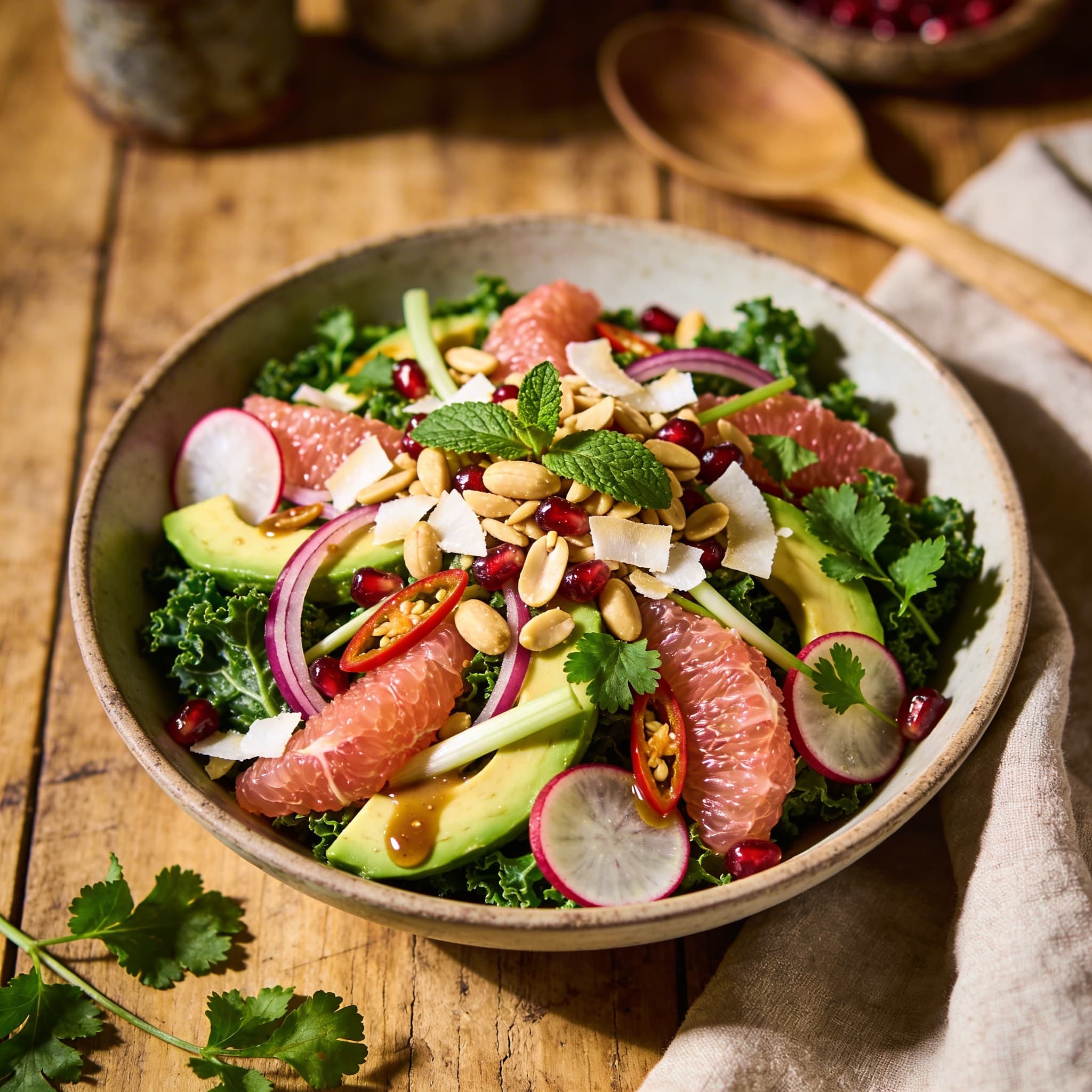 Exotischer Wintersalat mit Pomelo