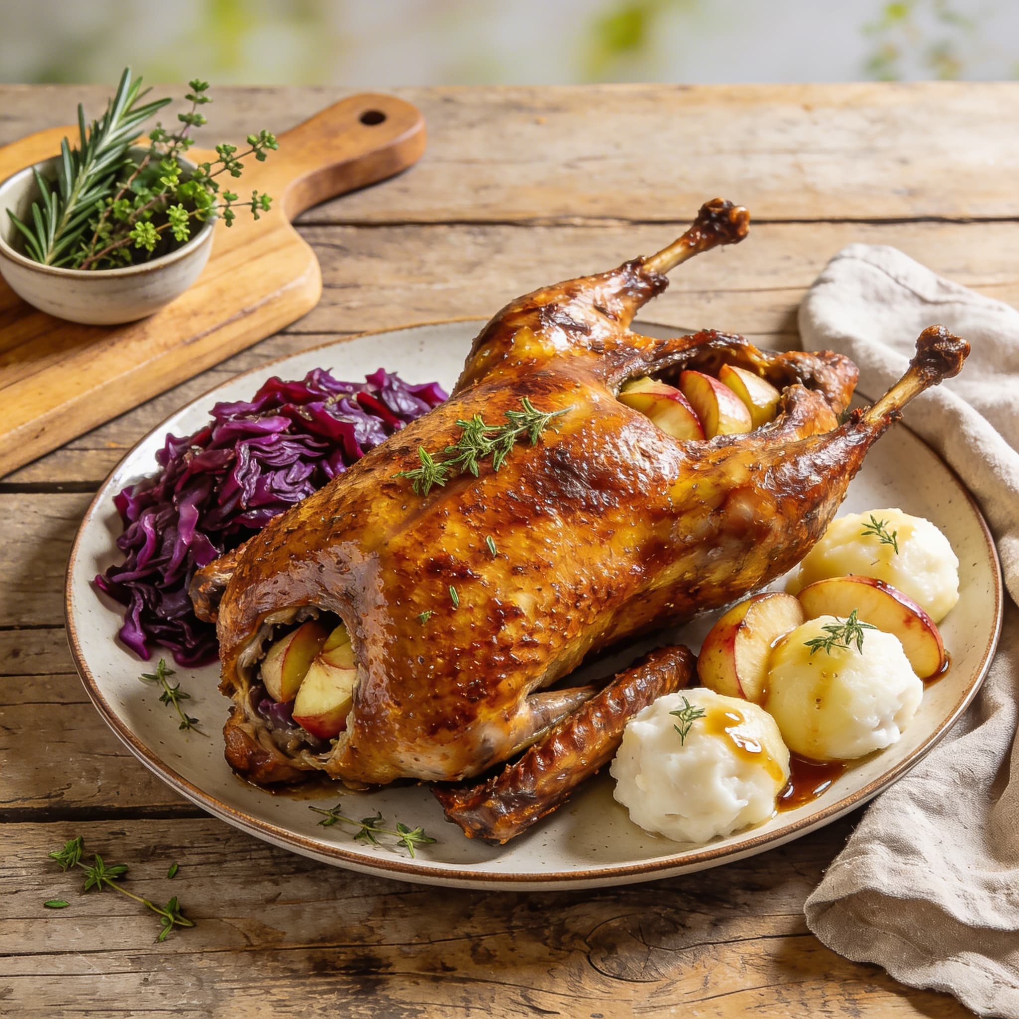 Festliche Martinsgans mit Apfelfüllung