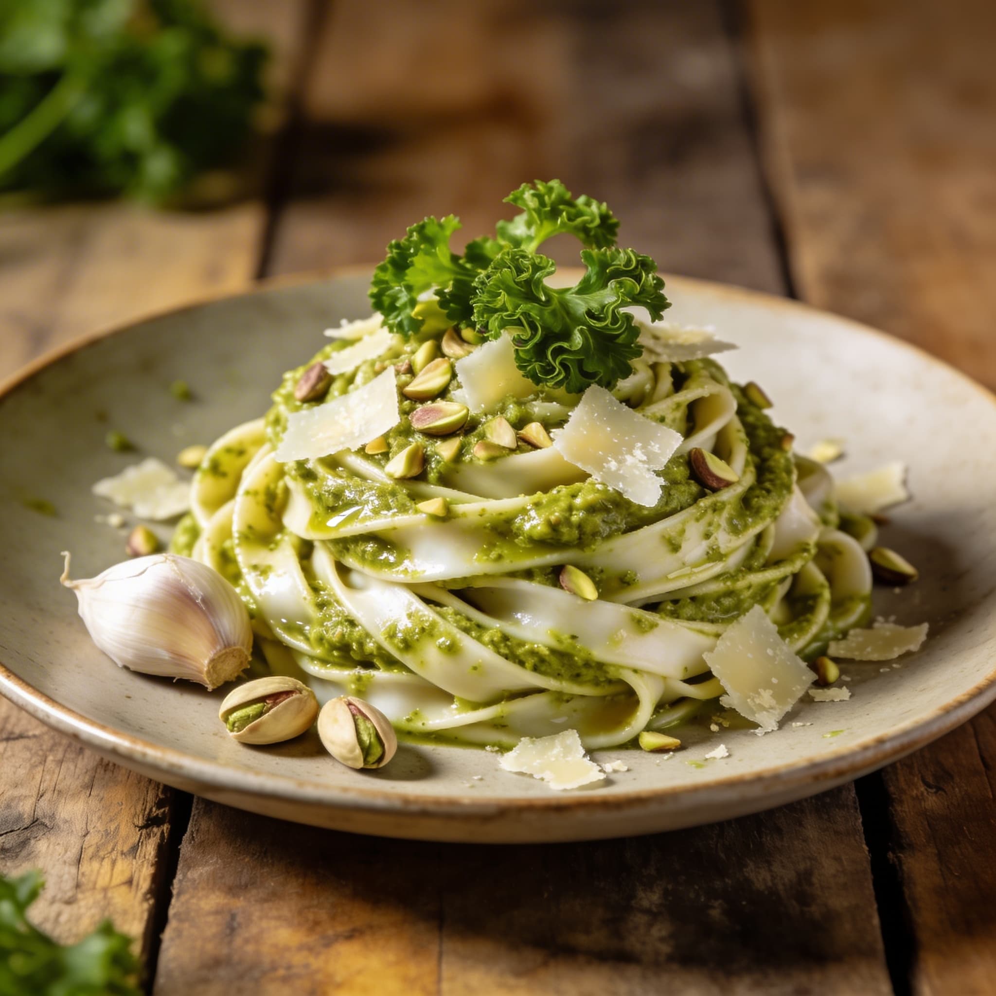 Bandnudeln mit Pistazien-Pesto