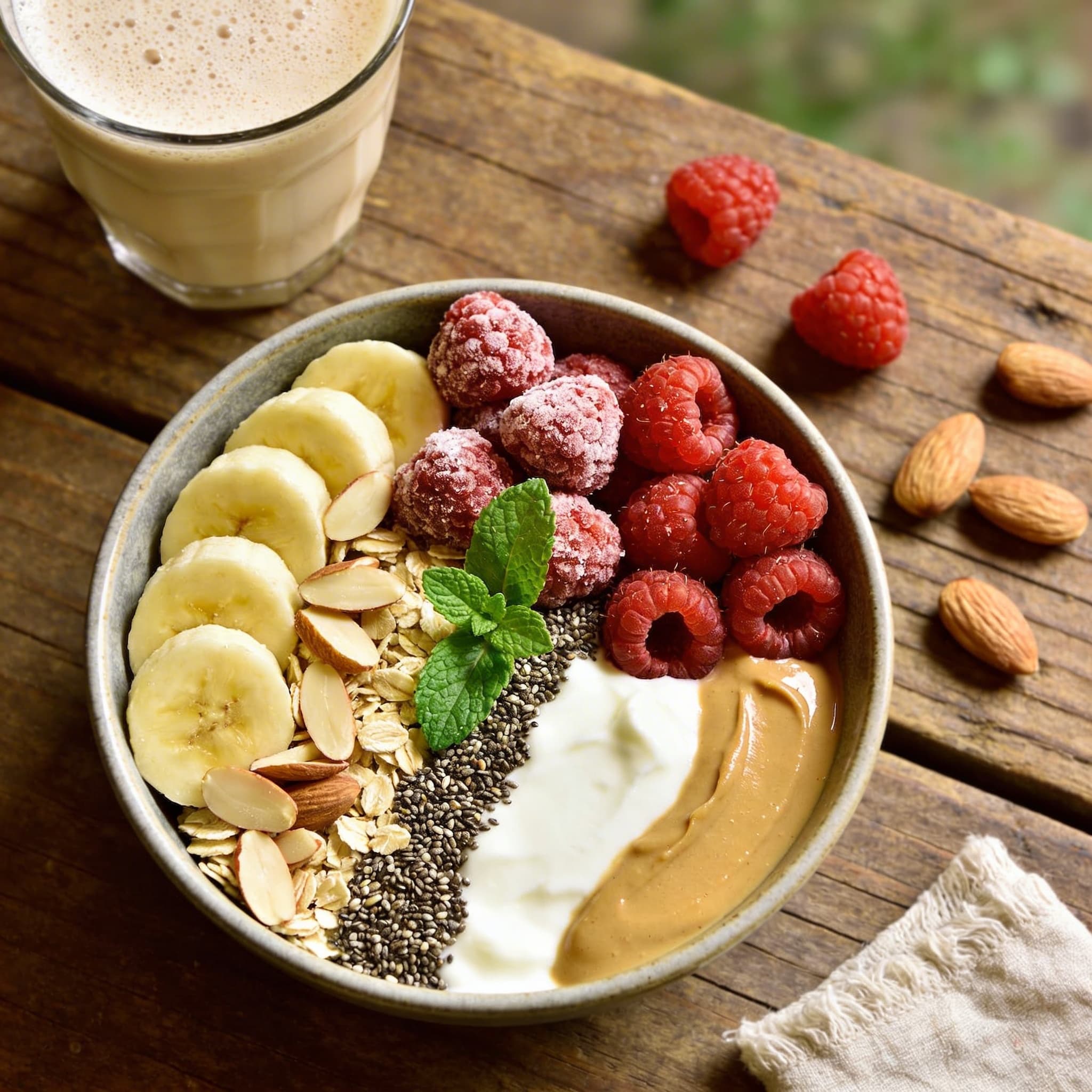 Beeren-Frühstücksbowl mit Mandeln