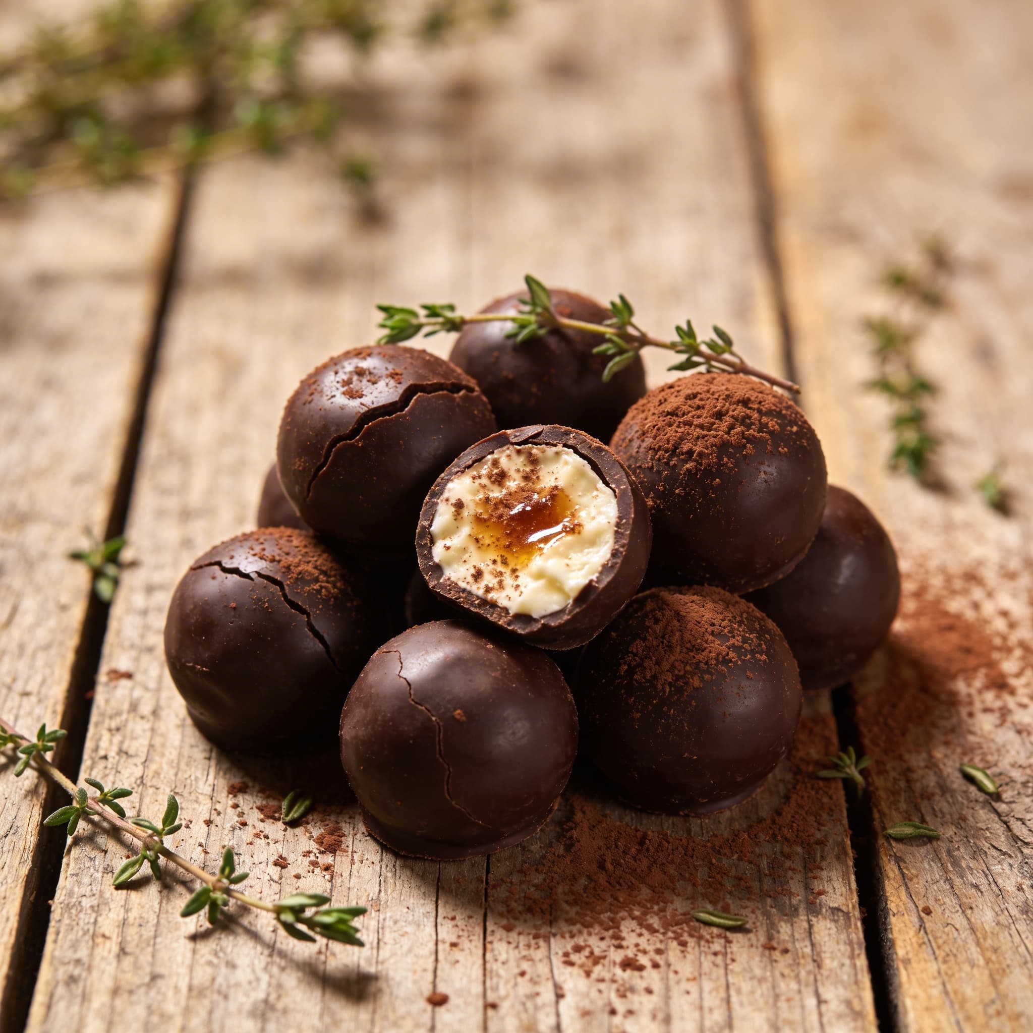 Dunkle Schokoladen-Trüffelpralinen