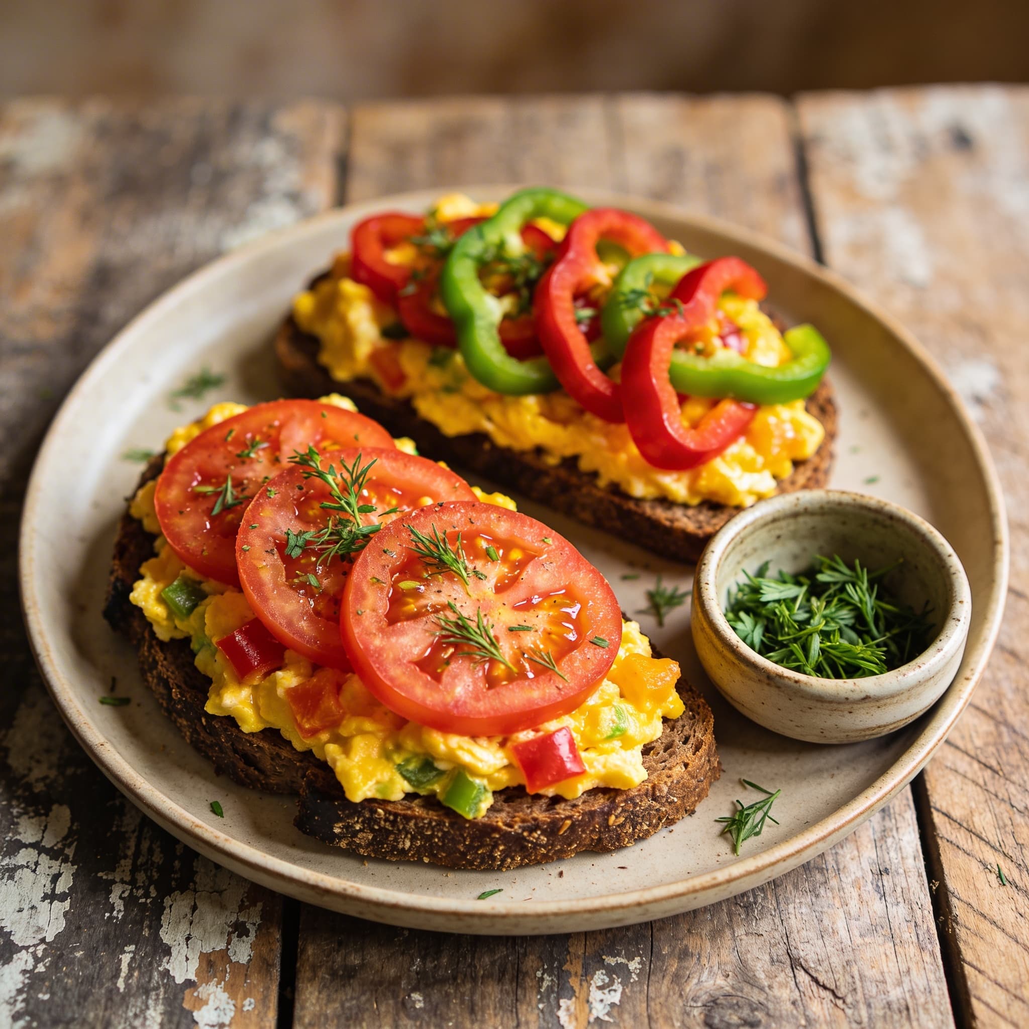 Buntes Paprika-Rührei
