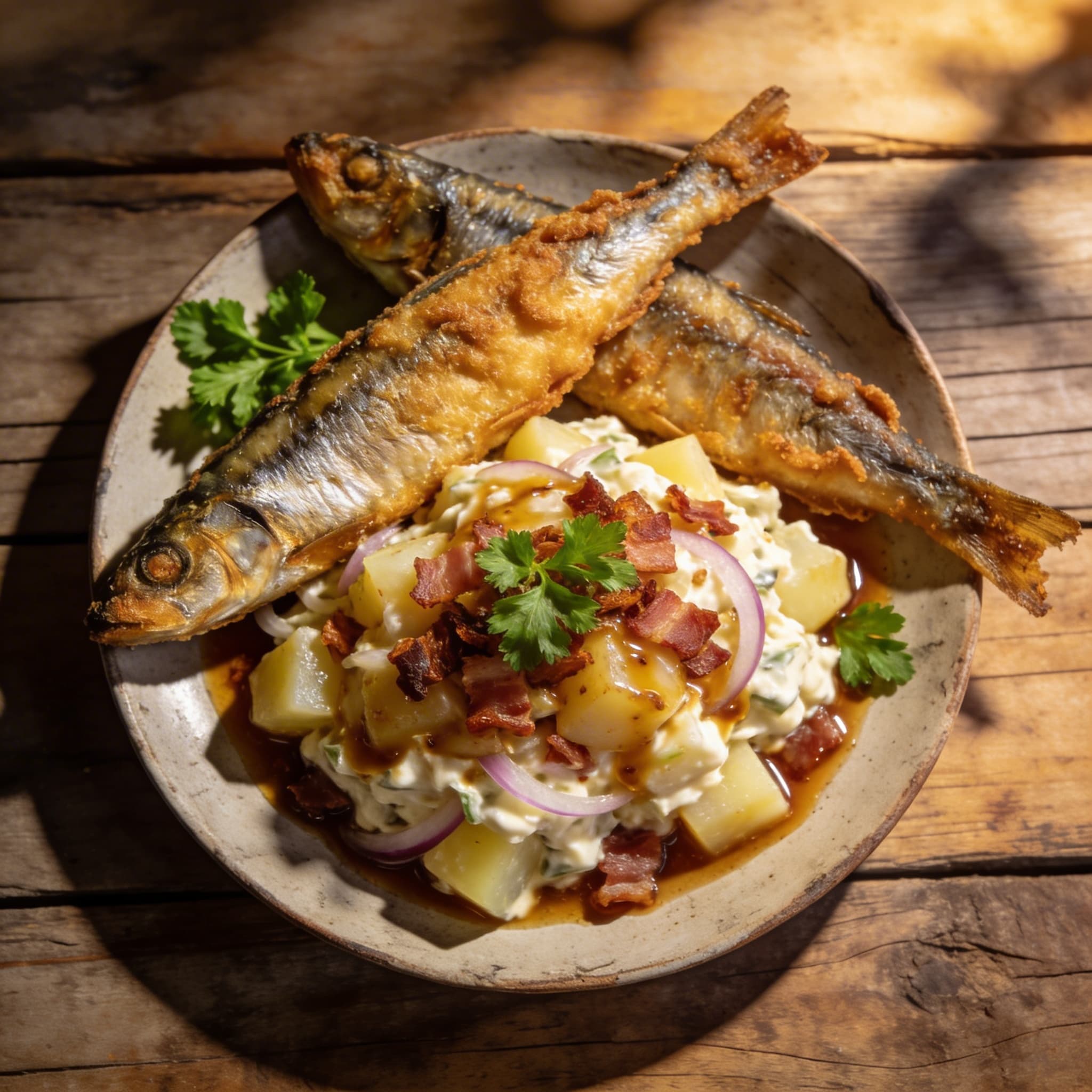 Gebratener Hering mit Kartoffelsalat