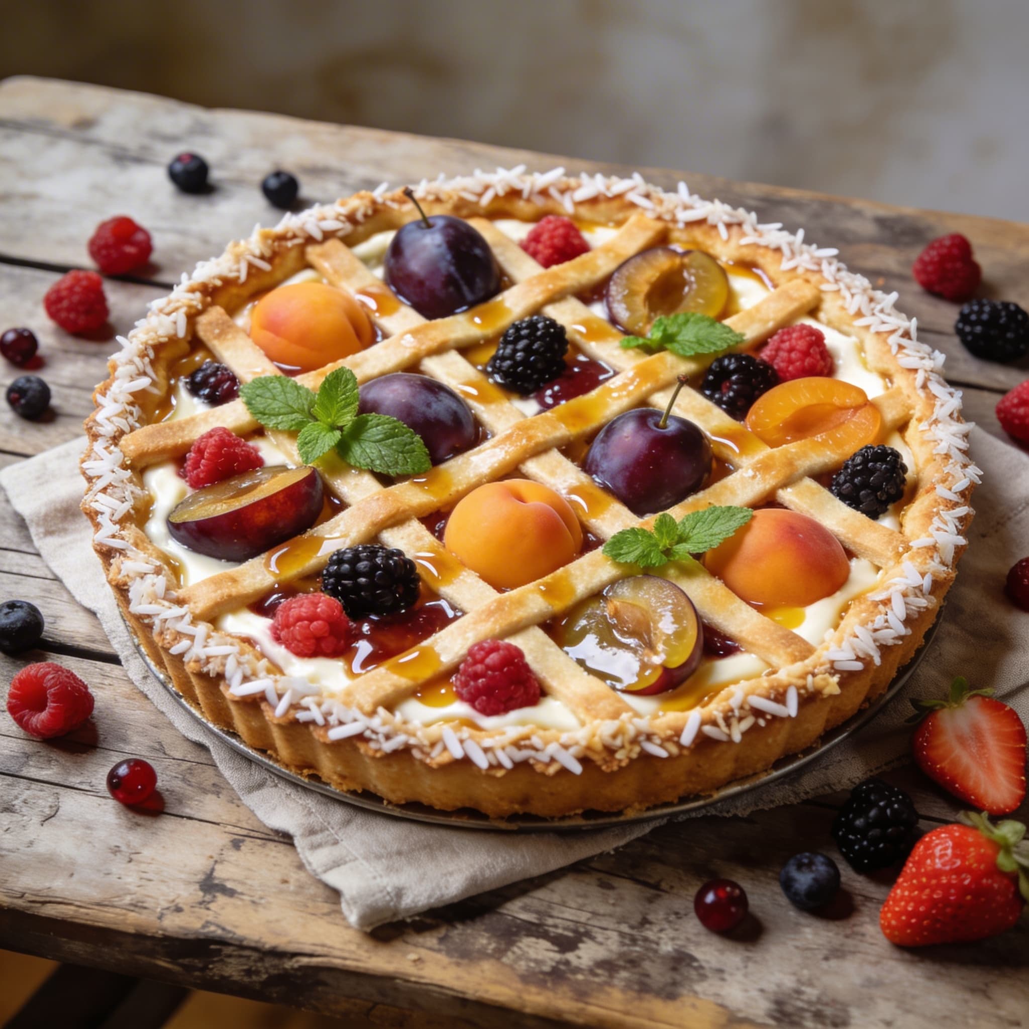 Bunter Sommerfrüchte-Gitterkuchen