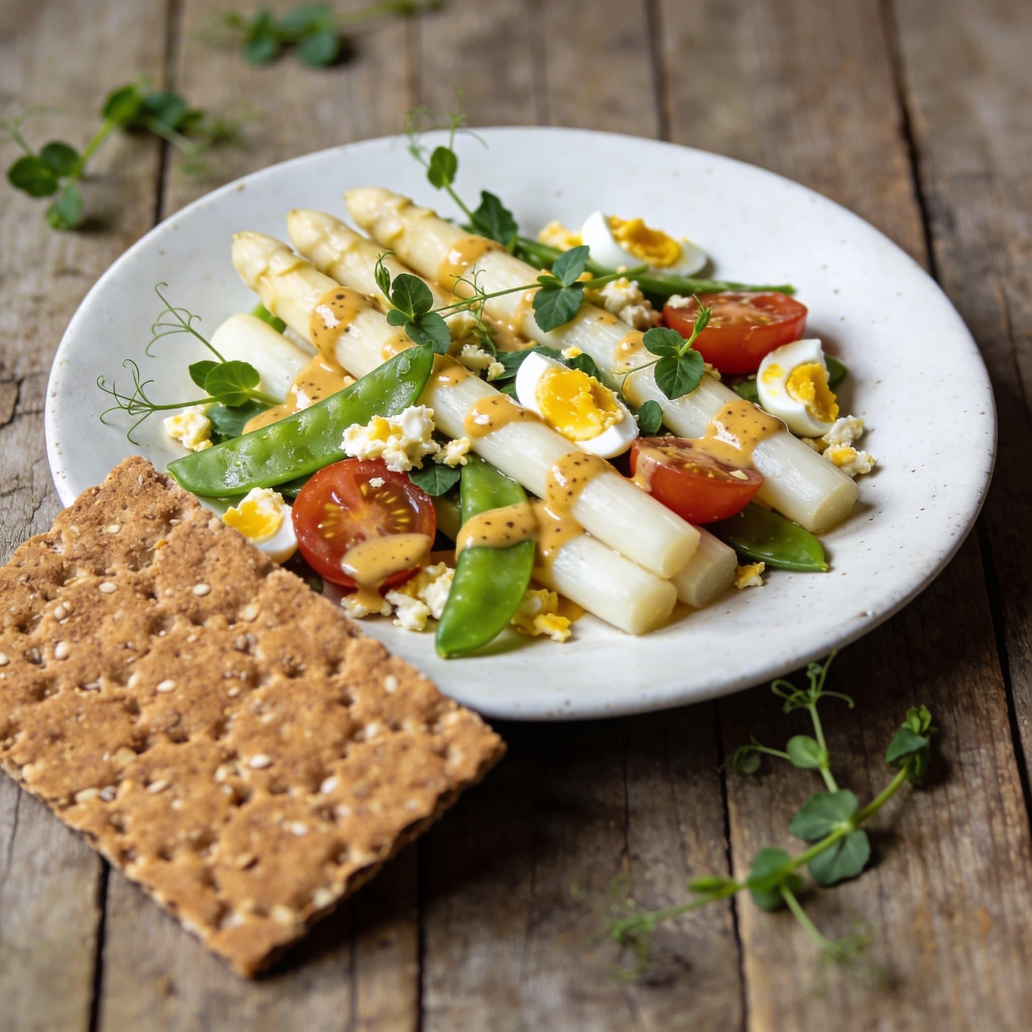 Frischer Spargel-Zuckerschoten-Salat