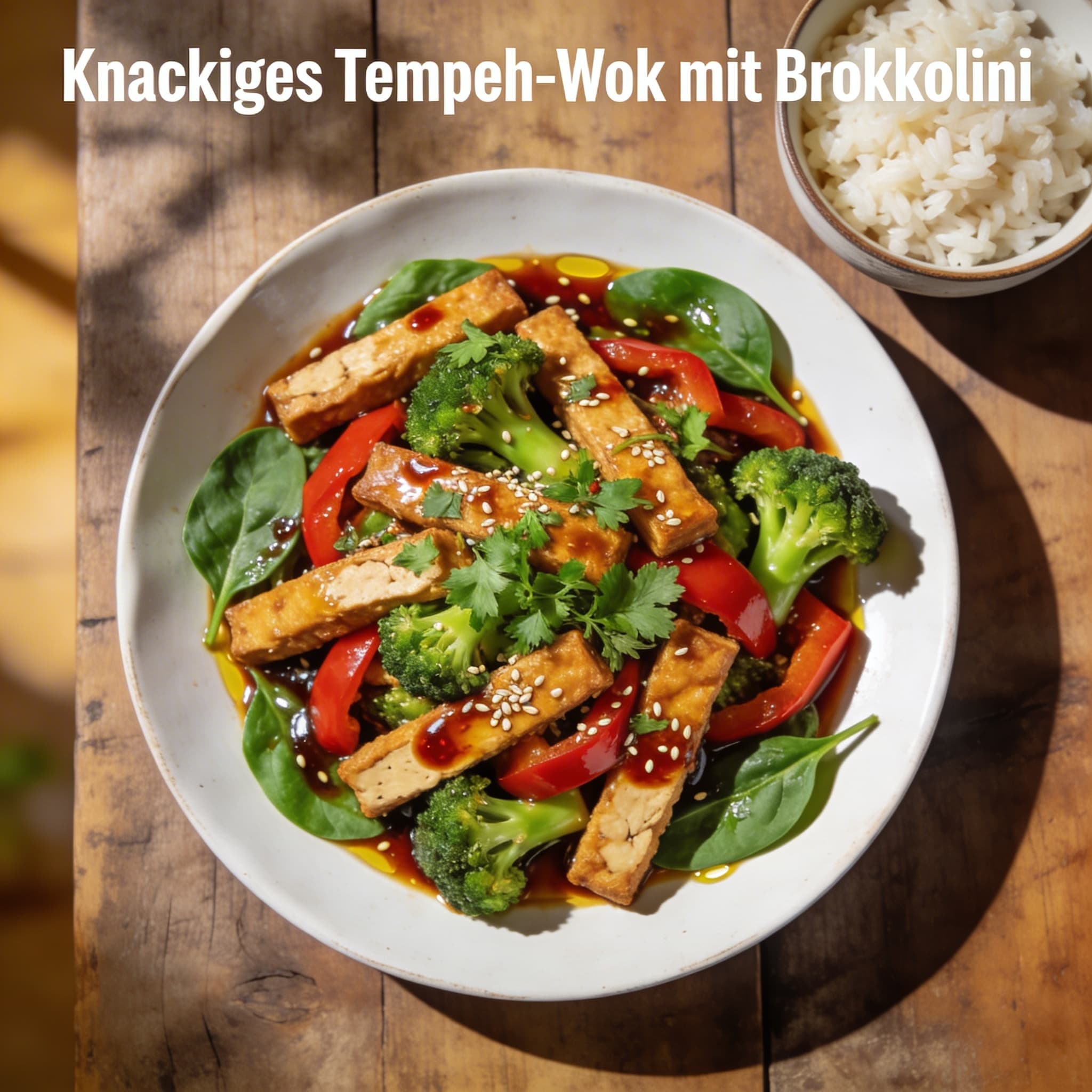 Knackiges Tempeh-Wok mit Brokkolini
