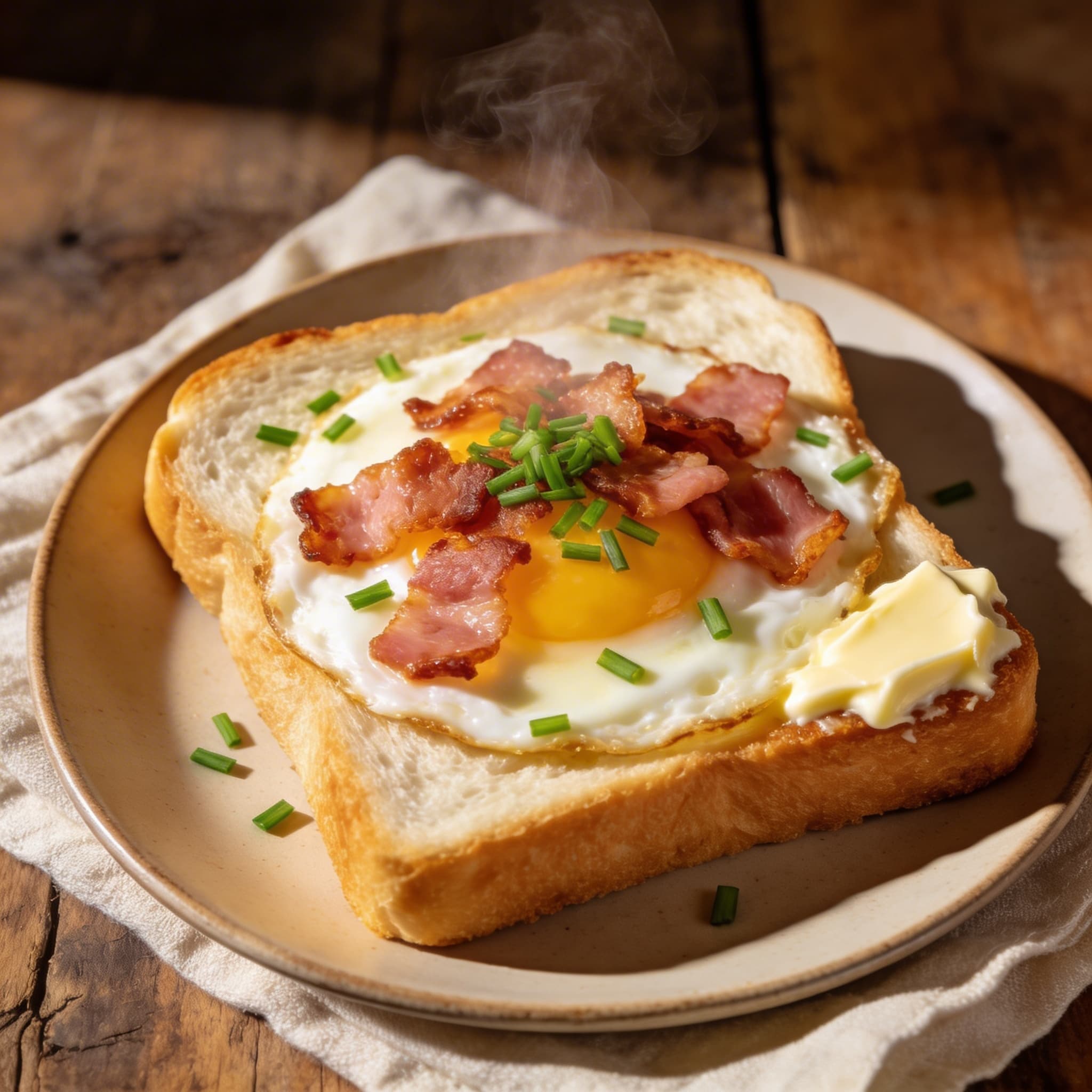 Herzhaftes Schinken-Spiegelei auf Toast