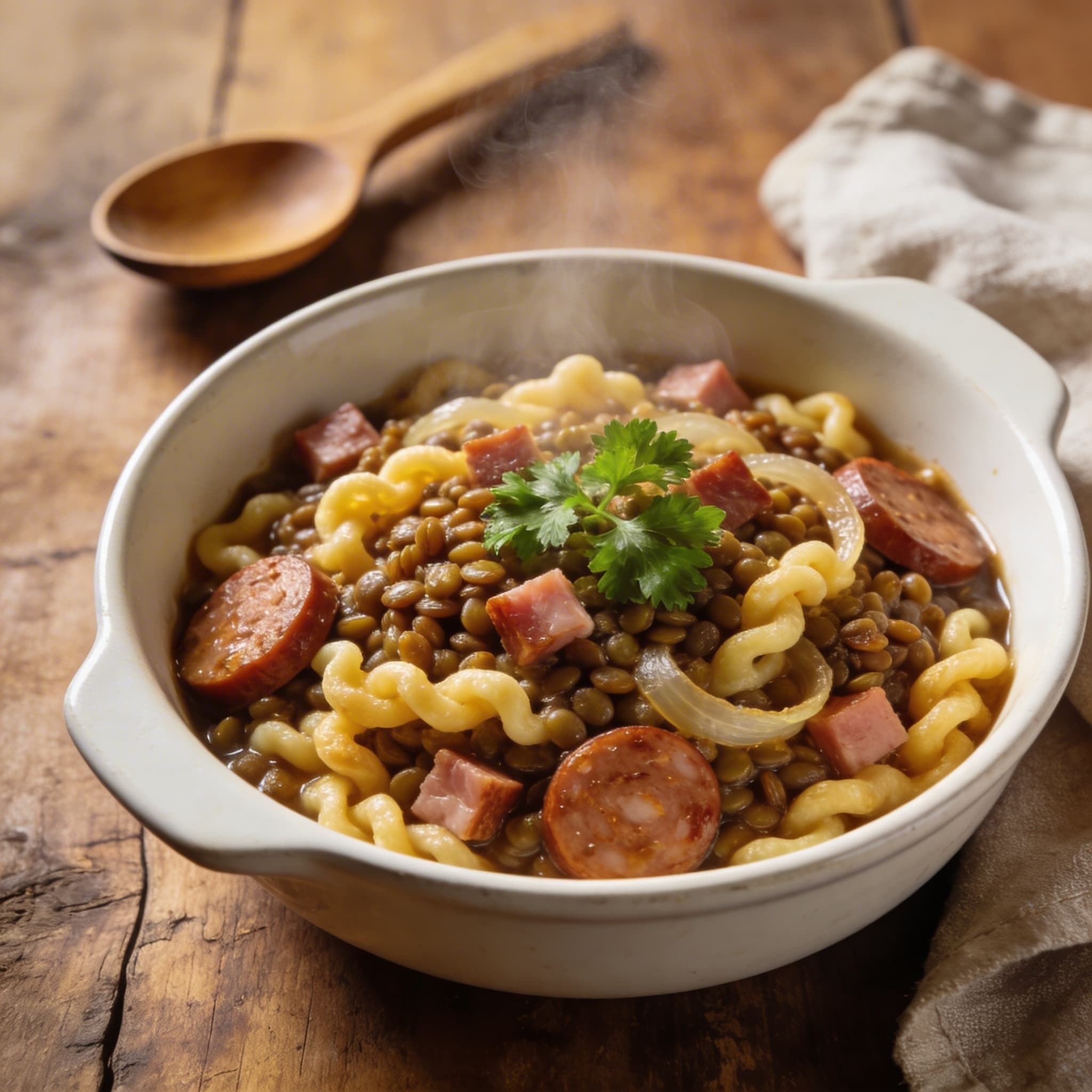 Schwäbische Linsen mit Spätzle