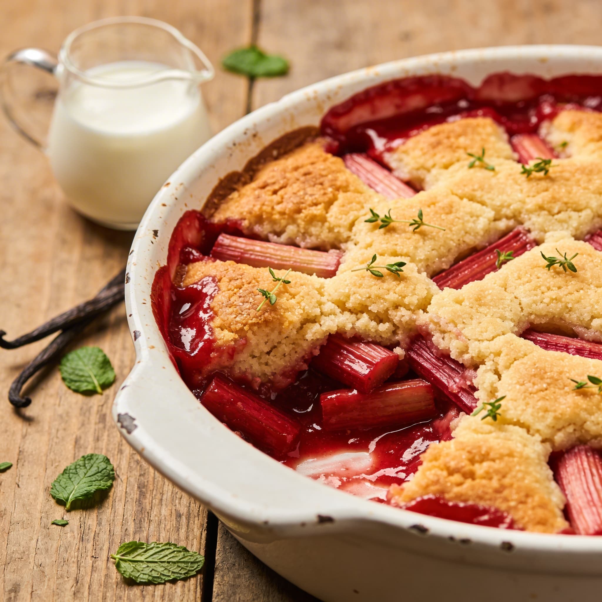 Fluffiger Rhabarber-Grießauflauf