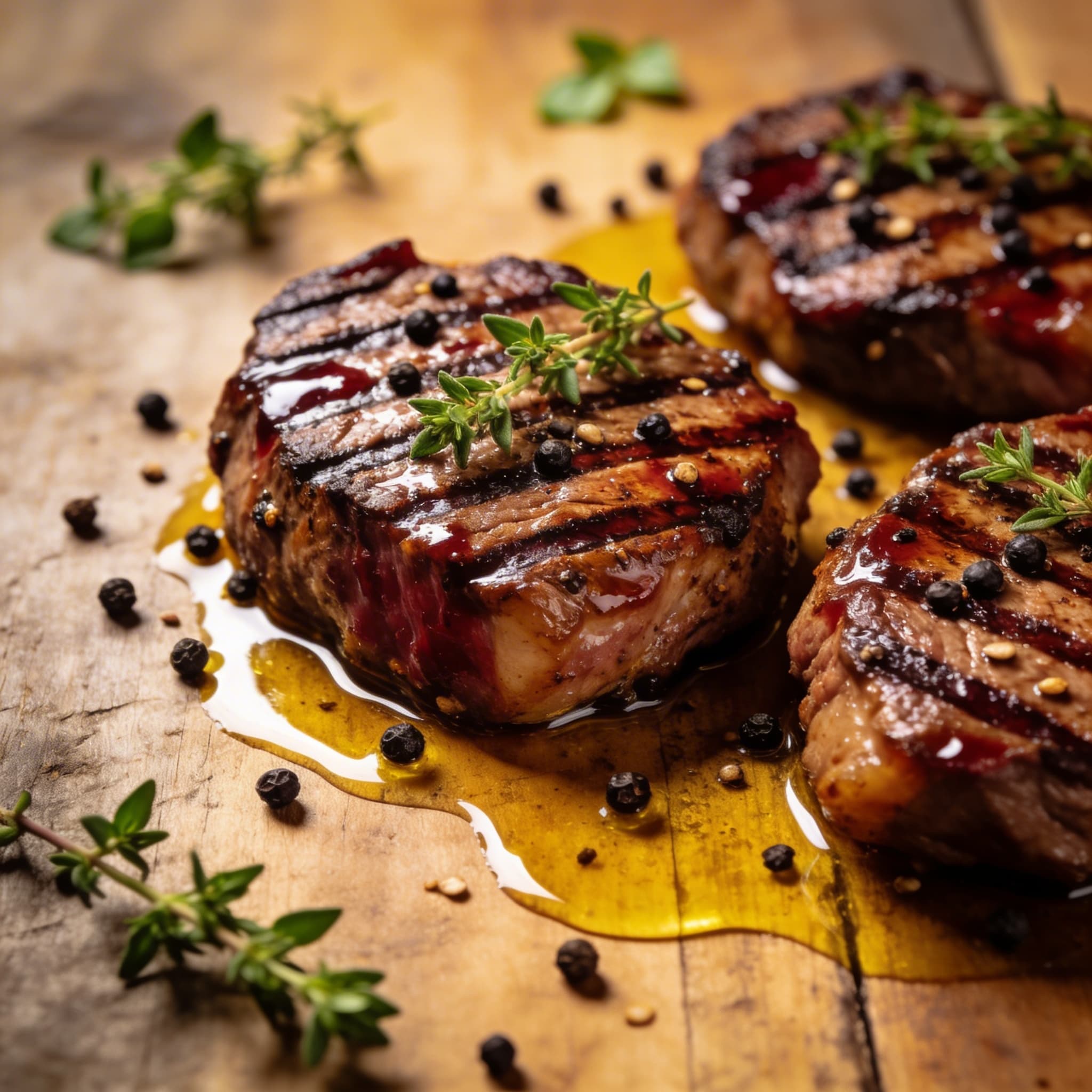 Gegrillte Pfeffer-Rotwein-Rumpsteaks