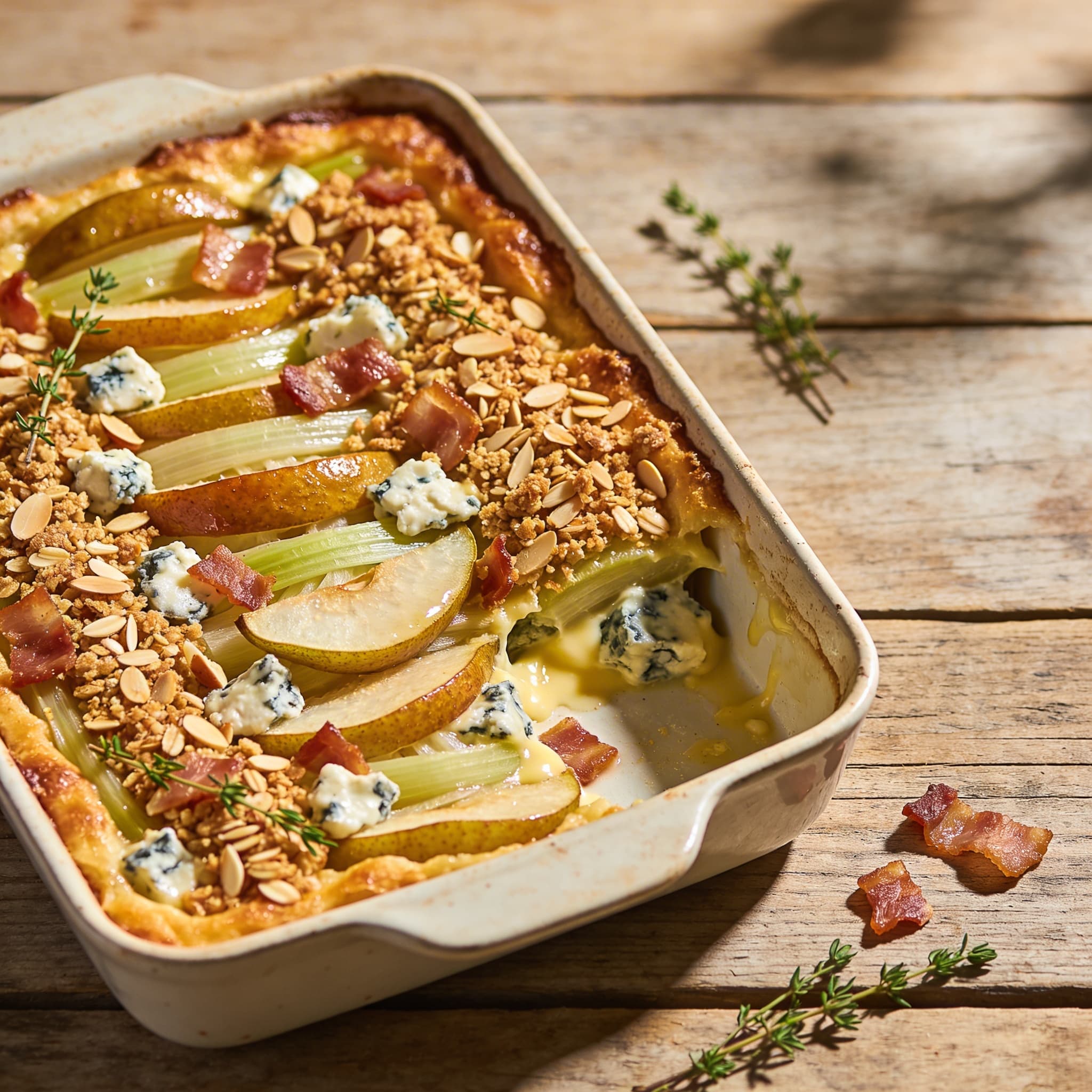 Würziges Sellerie-Birnen-Gratin