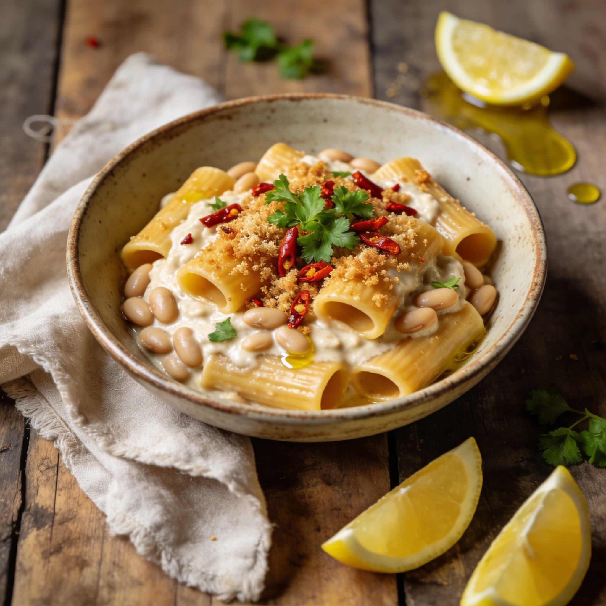 Bohnen-Pasta mit Chili-Crunch