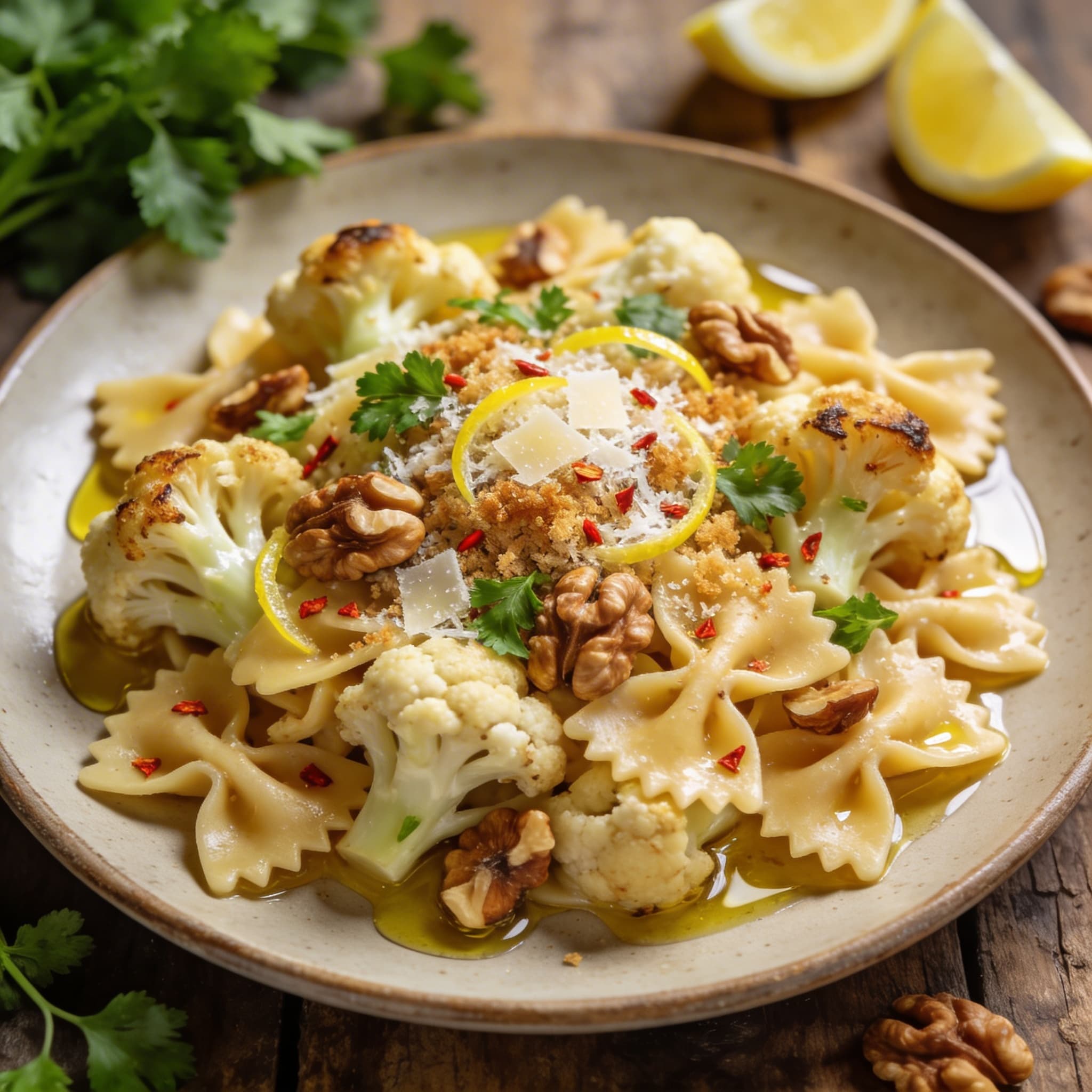 Winterliche Blumenkohl-Walnuss-Pasta