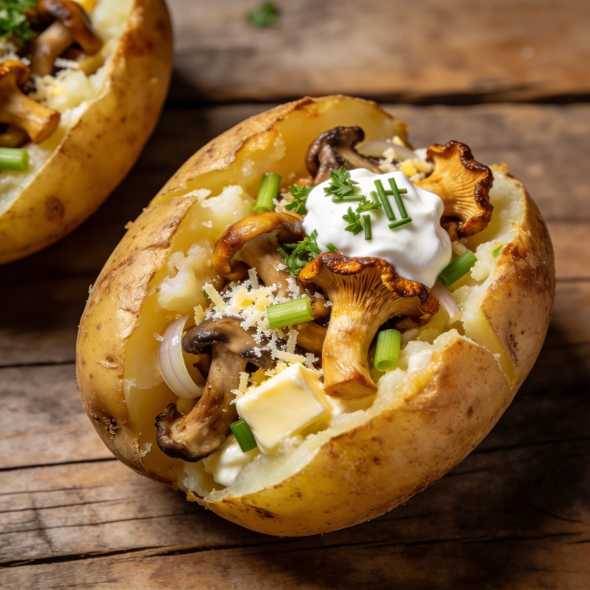 Gefüllte Ofenkartoffeln mit Pfifferlingen