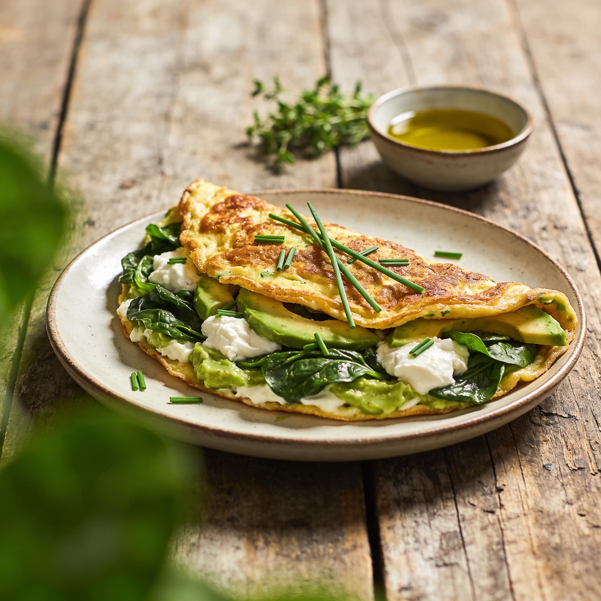 Herzhaftes Spinat Avocado Omelett