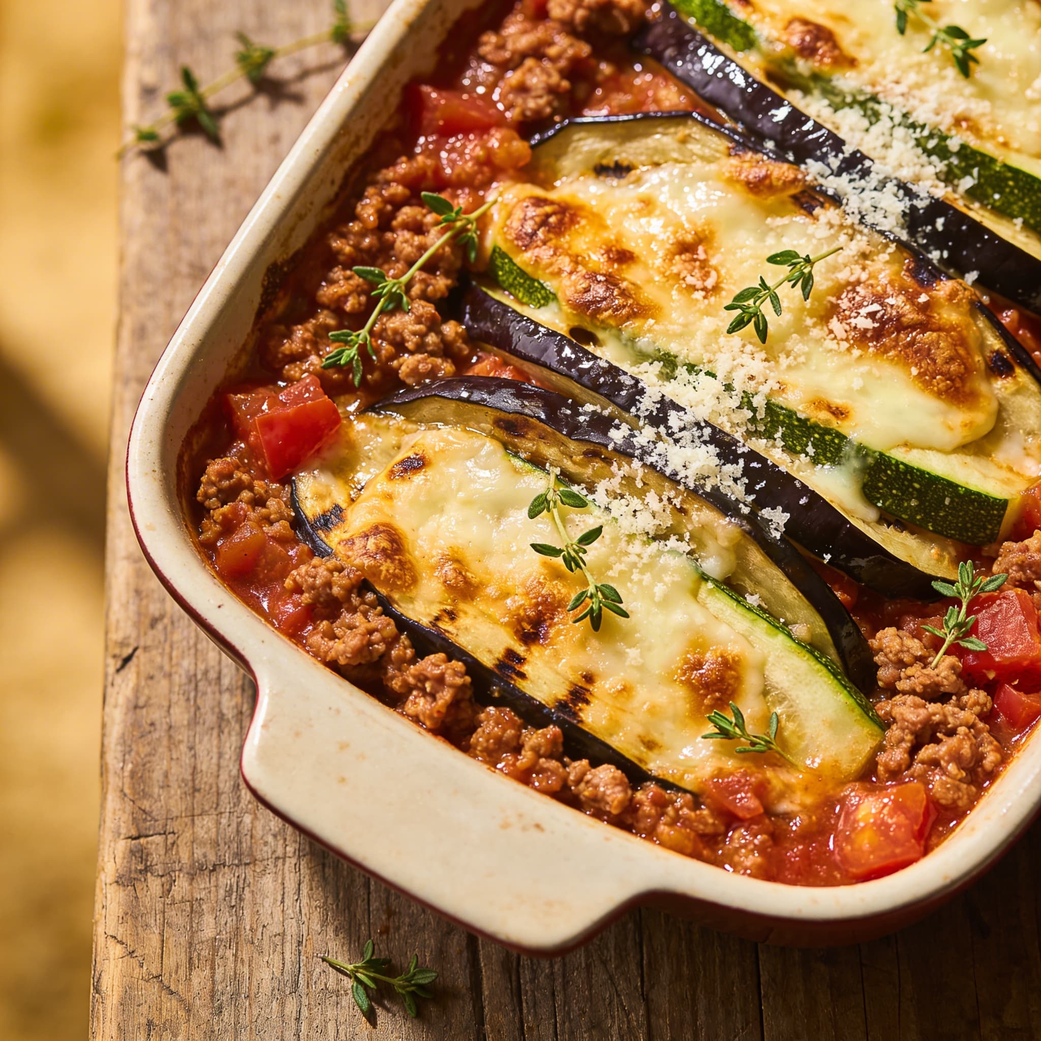 Würziger Auberginen-Zucchini-Auflauf