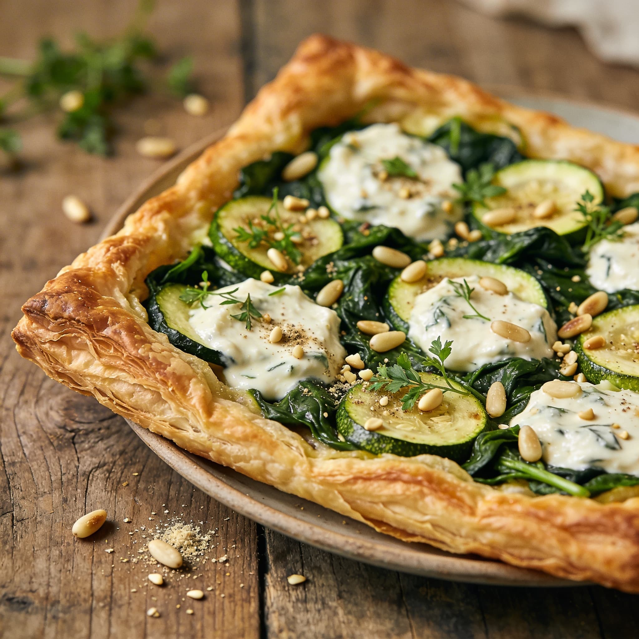 Knusprige Spinat-Zucchini-Tarte