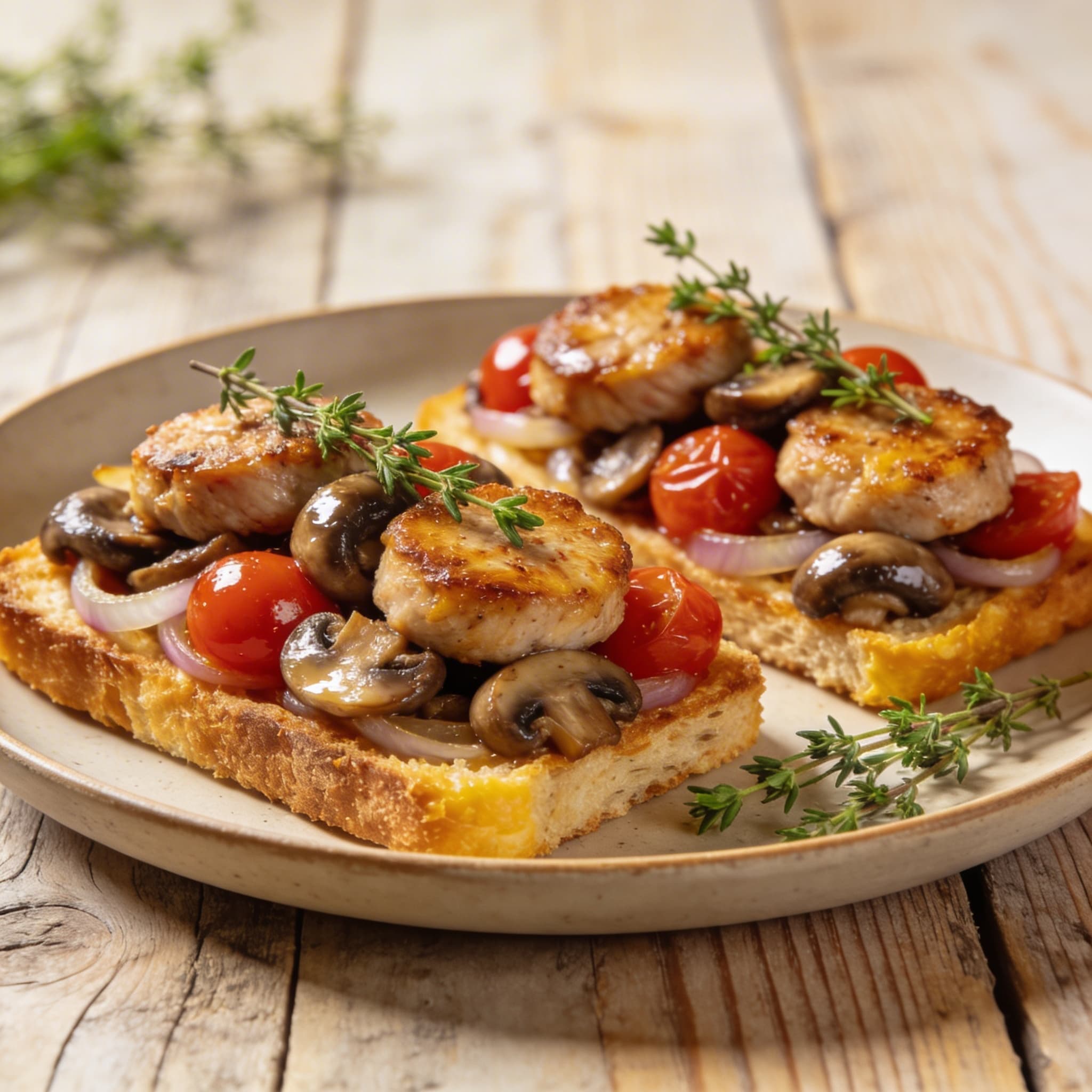 Gebratenes Schweinefilet auf Toast