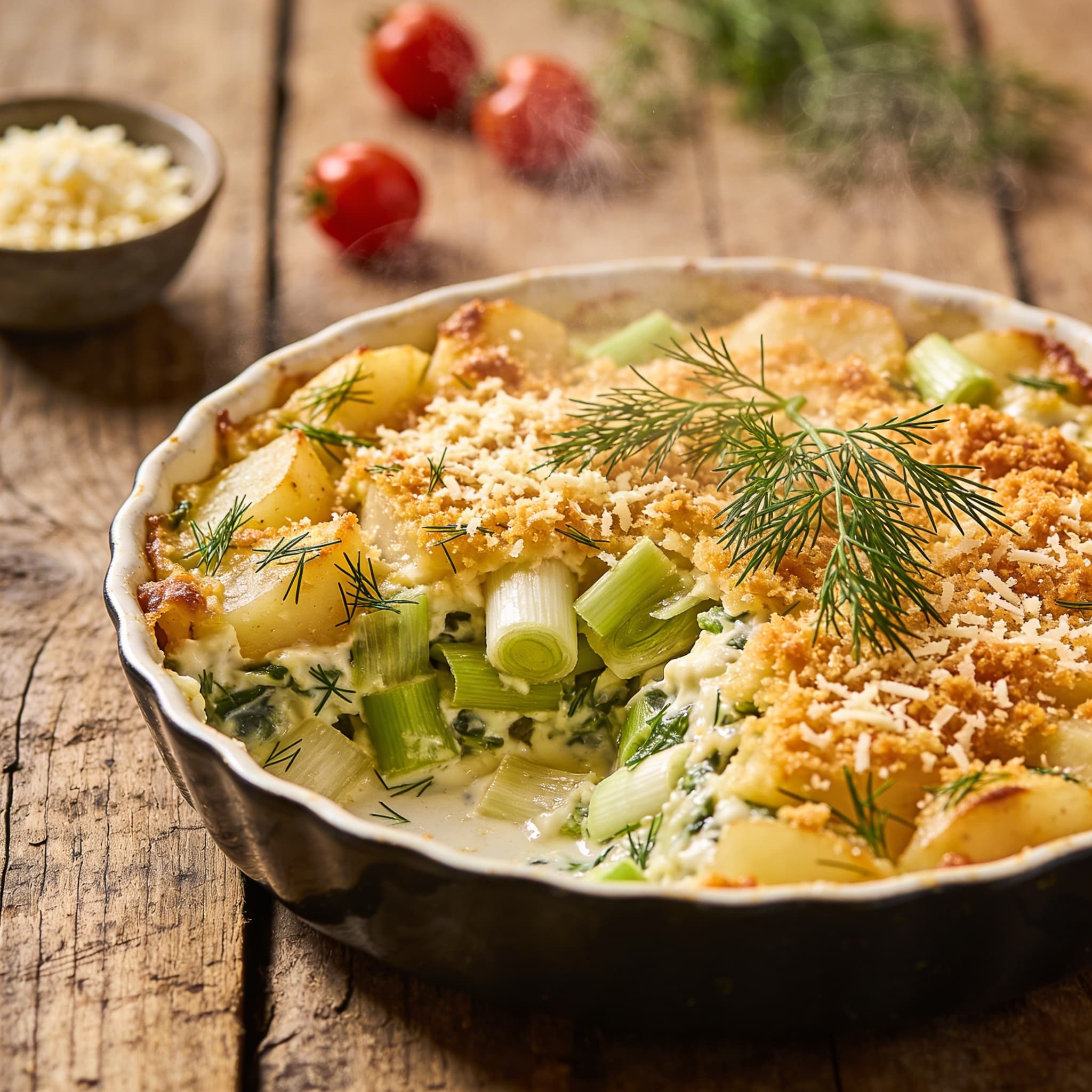 Herzhafter Kartoffel-Lauch-Auflauf