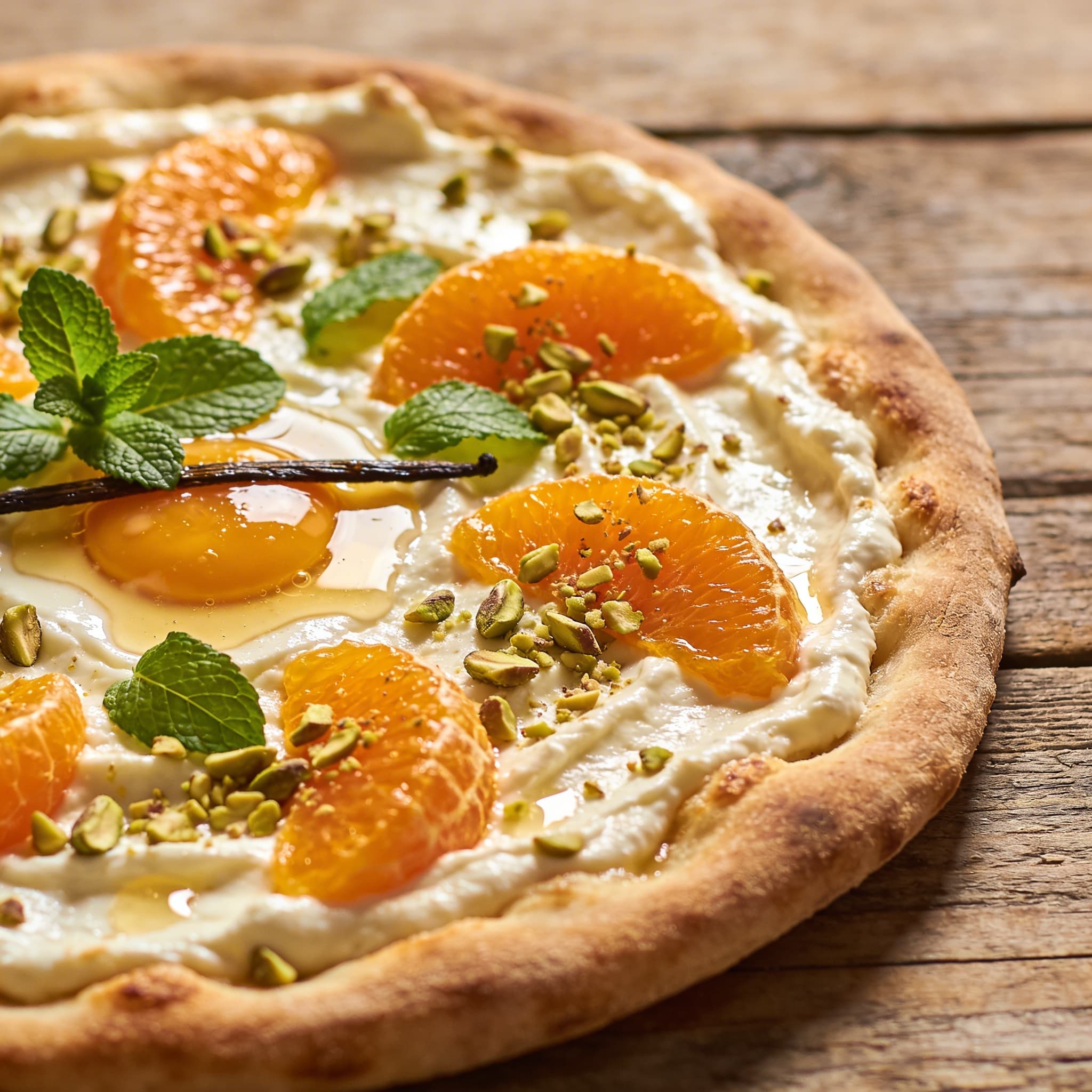 Süße Orangen Ricotta Pizza