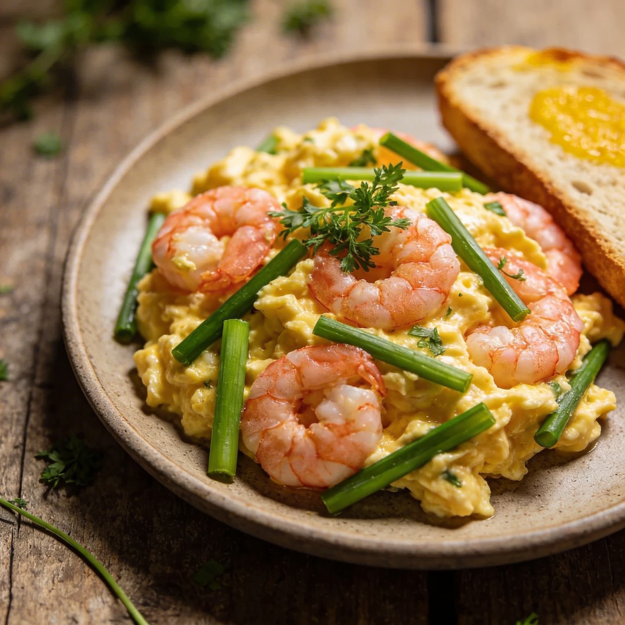 Herzhaftes Garnelen-Rührei