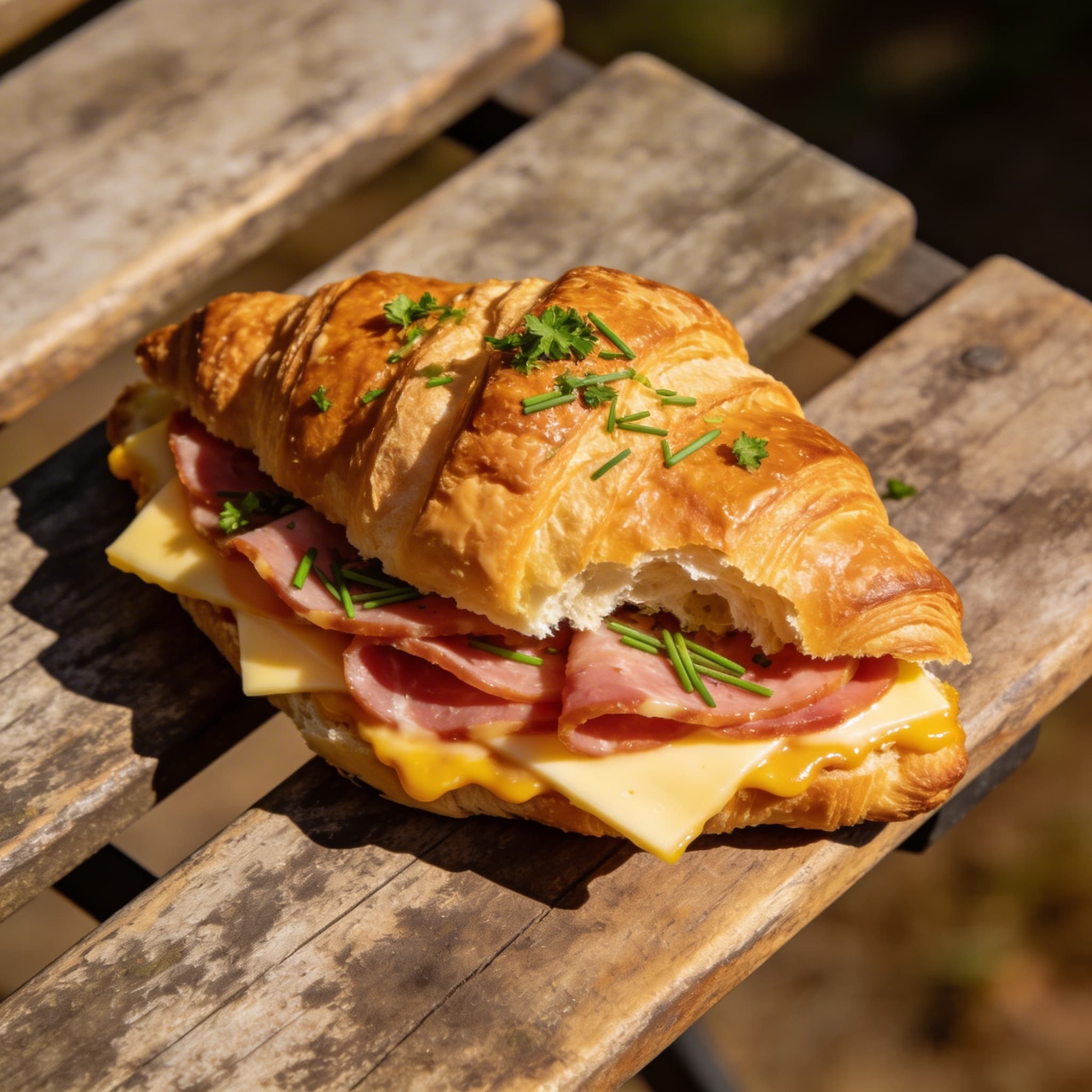 Herzhaft belegtes Schinkencroissant