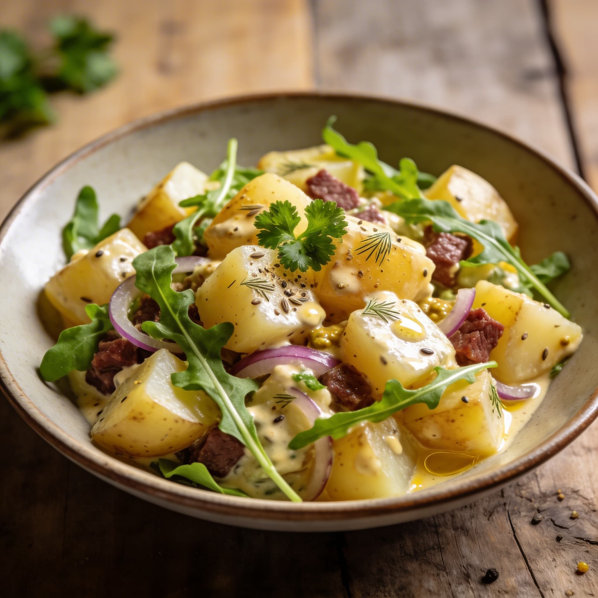 Herzhafter Kartoffelsalat mit Rucola