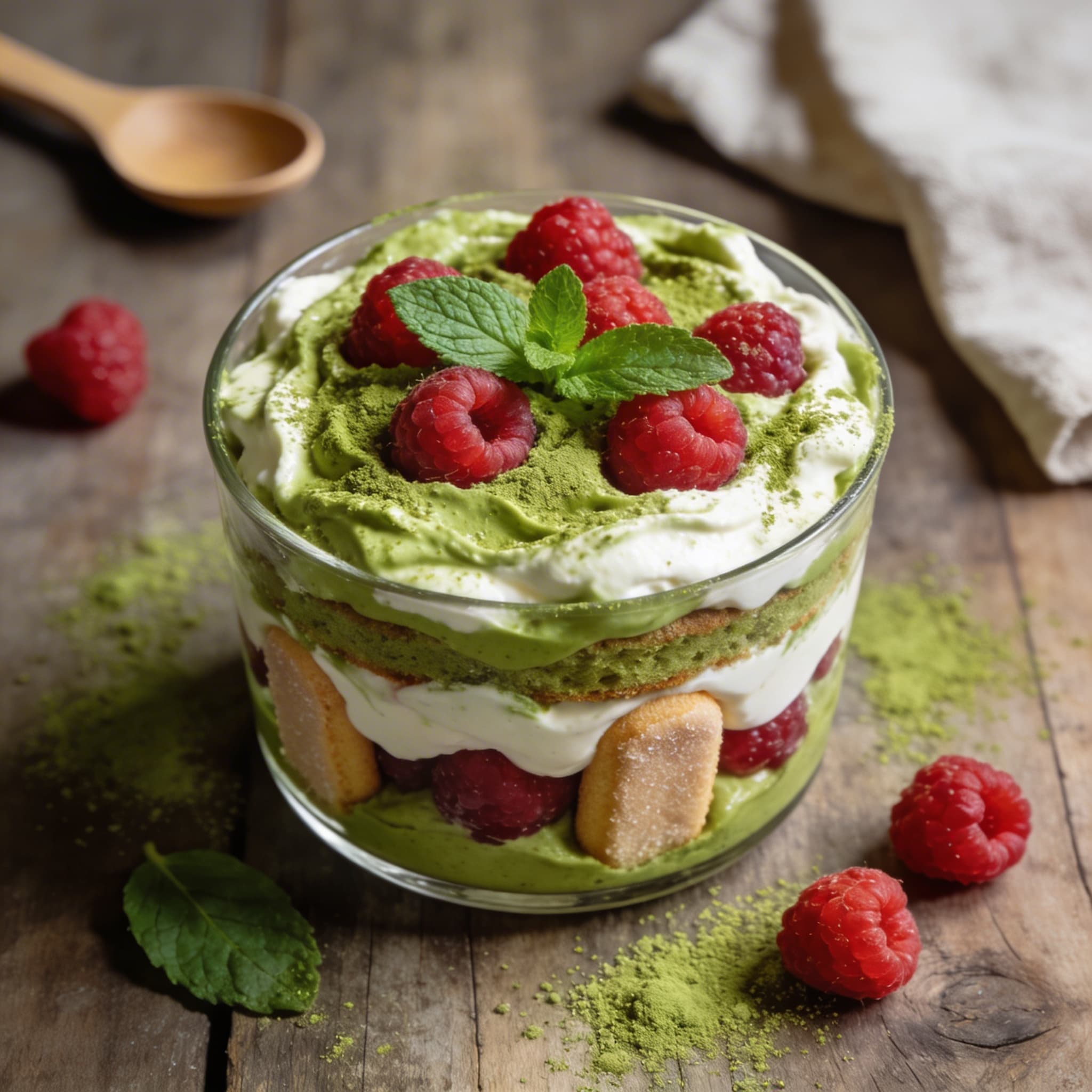 Fruchtiges Matcha-Beeren-Tiramisu