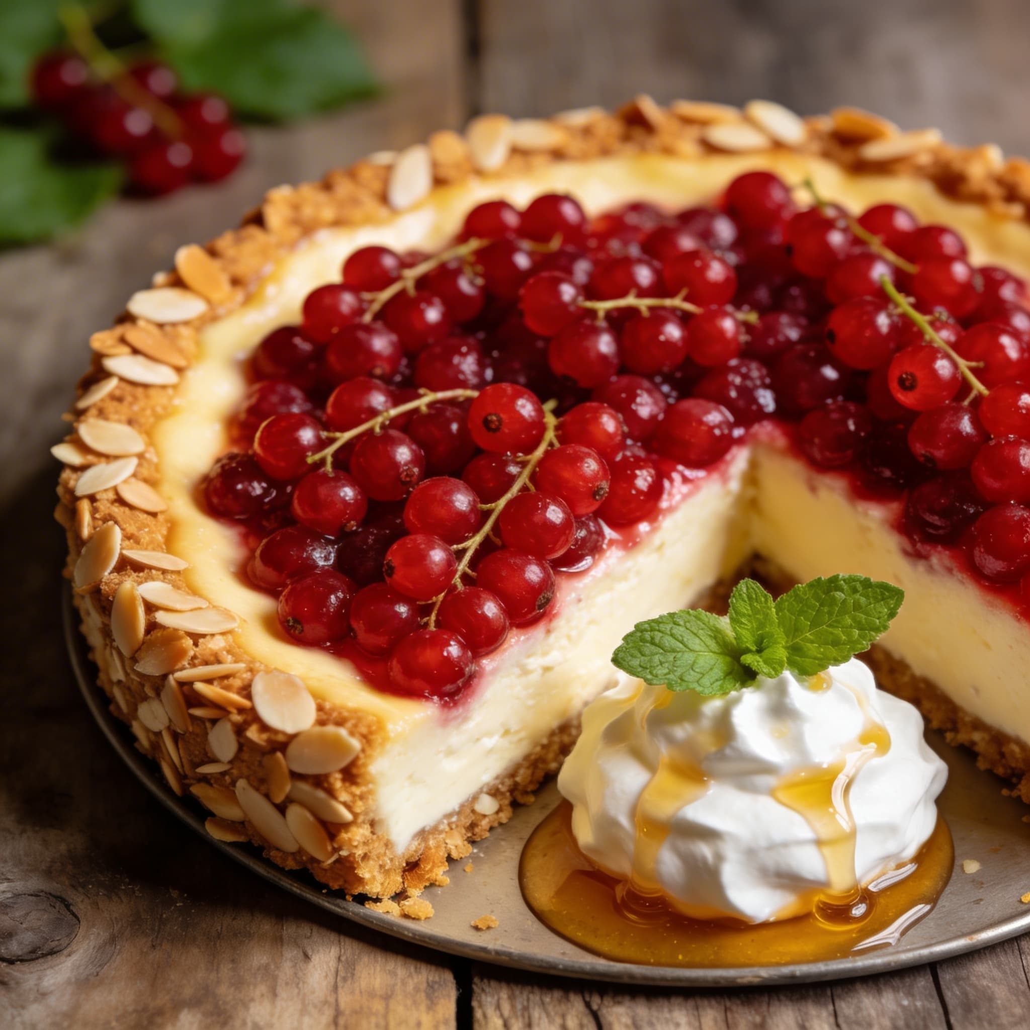 Stachelbeer-Käsekuchen mit Mandelkruste