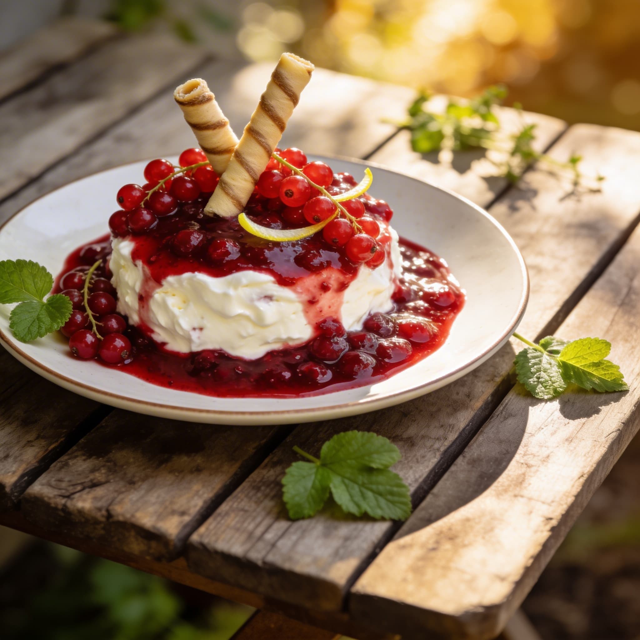 Johannisbeer-Quark mit Grütze