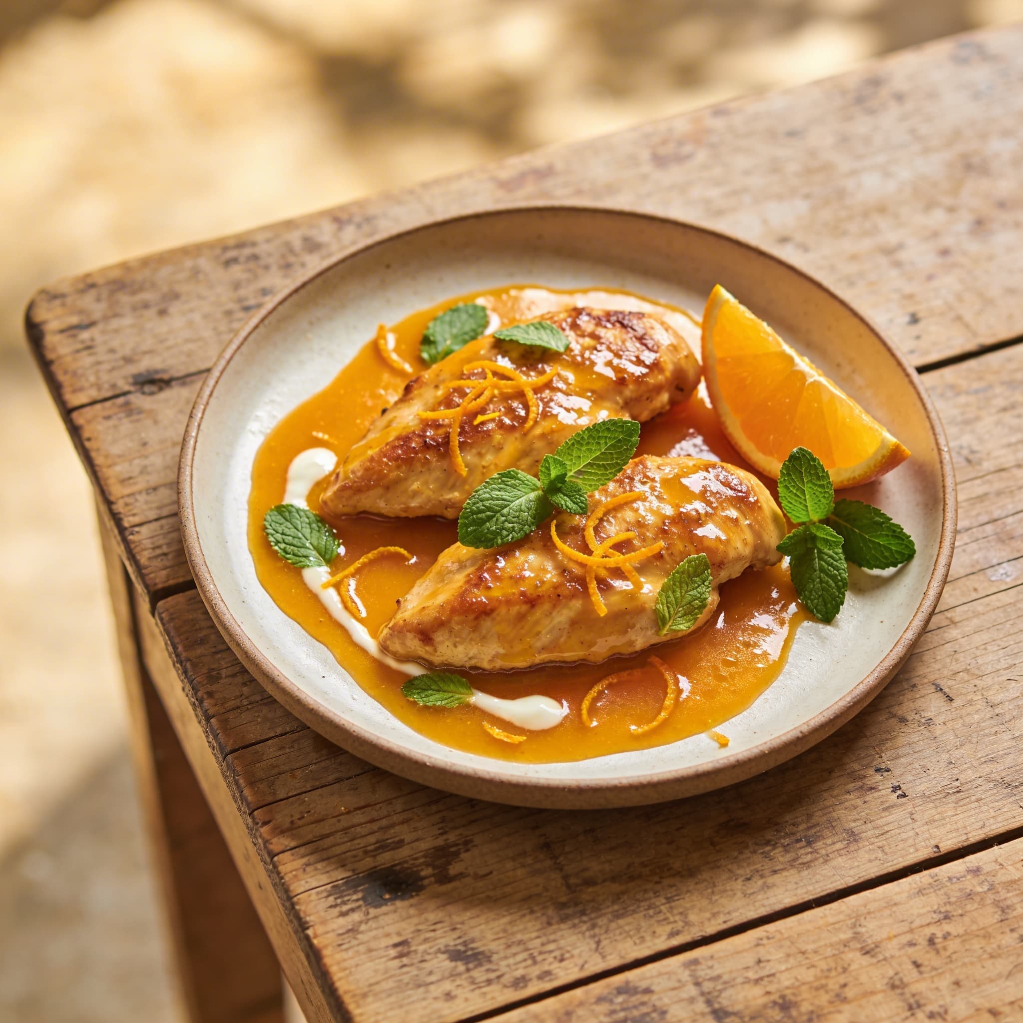 Orangen Hähnchen mit Minze