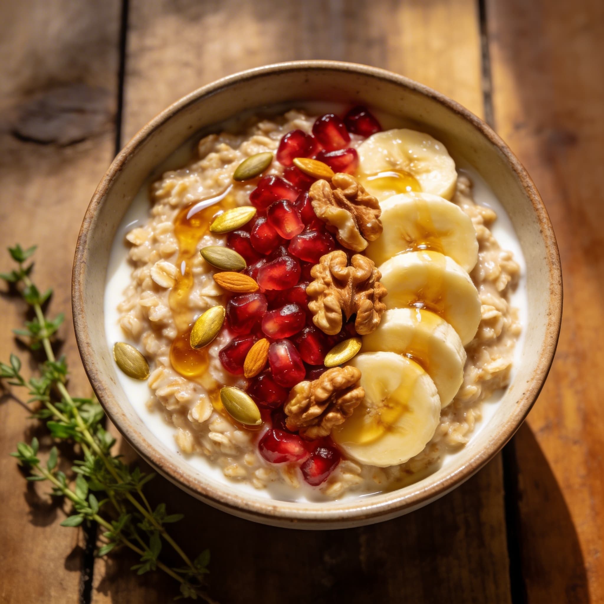 Granatapfel-Bananen-Porridge mit Kernen