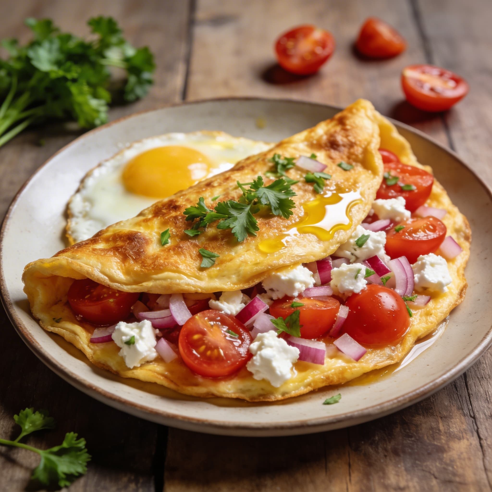 Würziges Tomaten-Feta-Omelett
