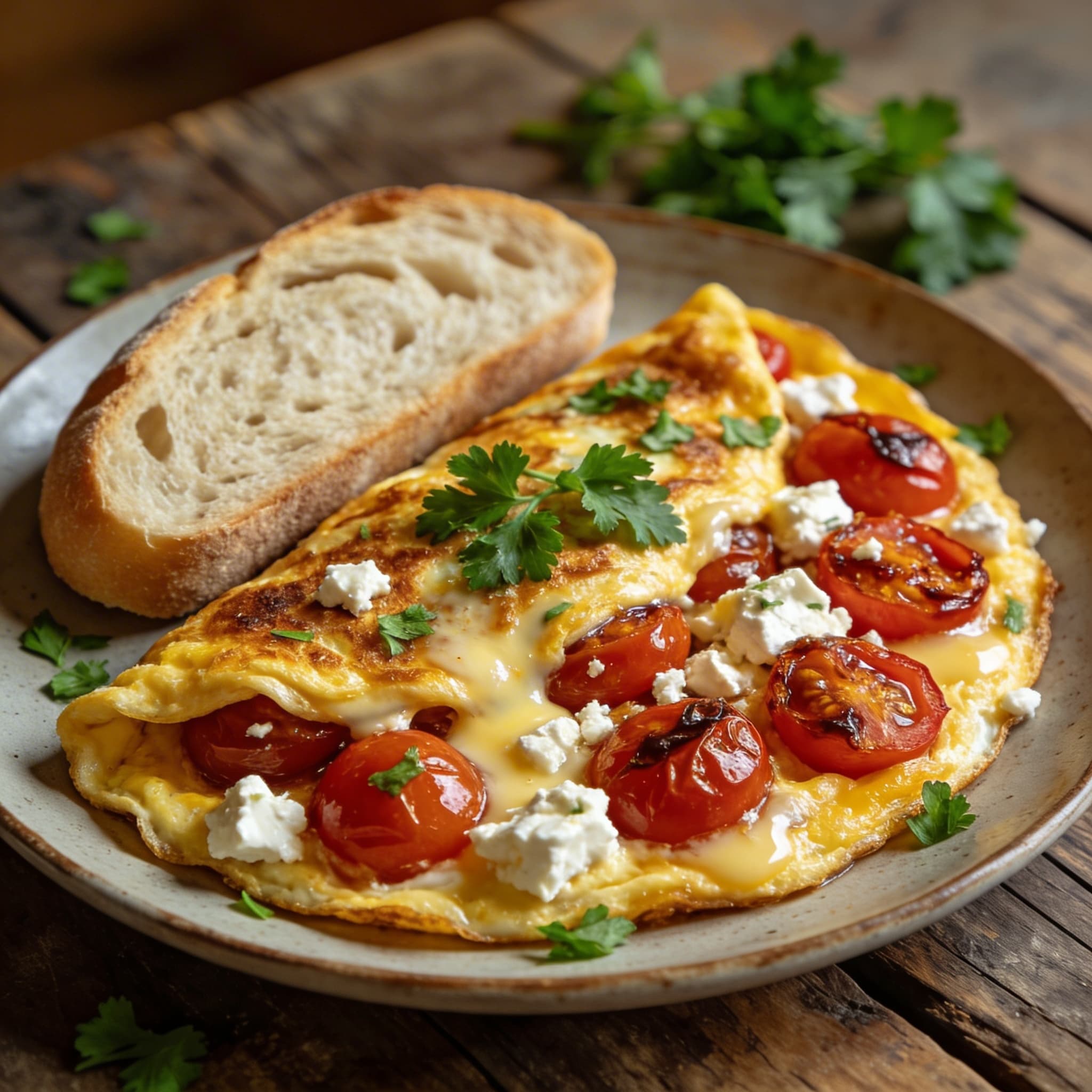 Feta-Omelett mit Kirschtomaten
